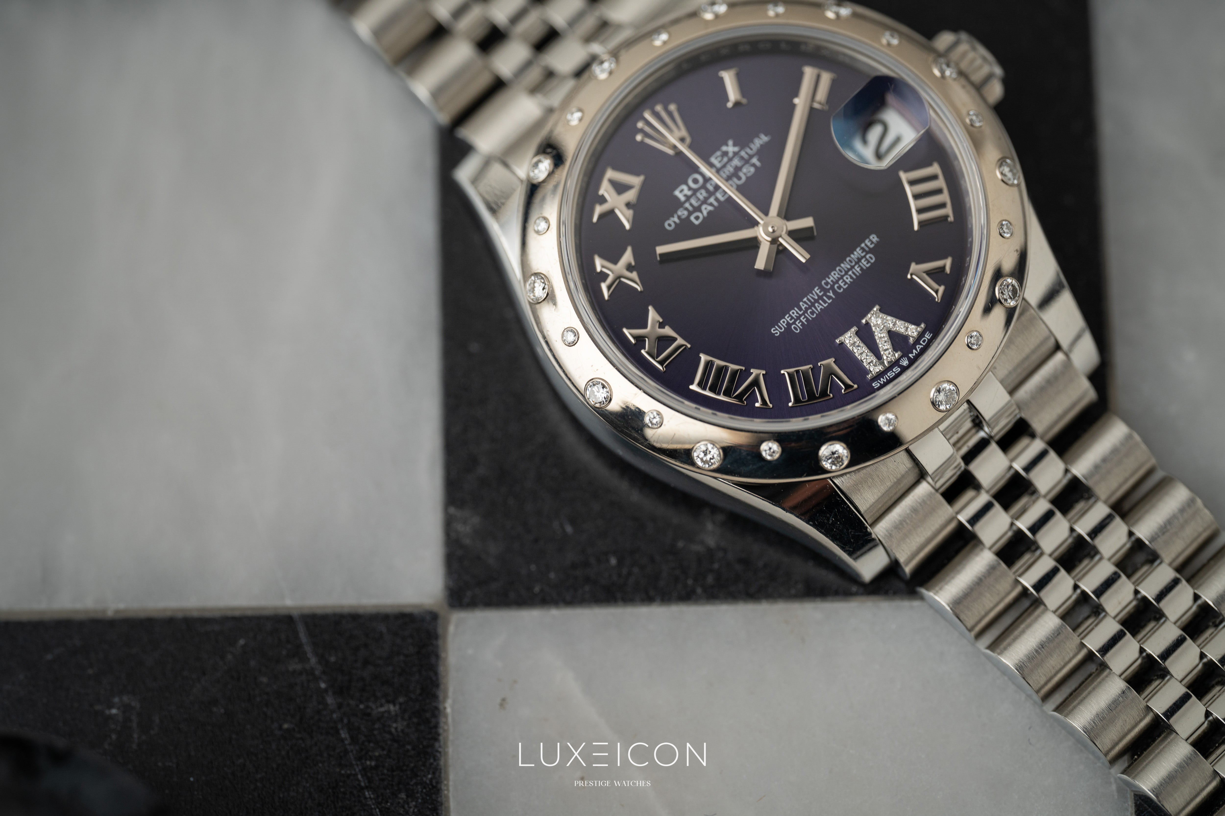Rolex Datejust 31 Purple Diamond VI Dial Diamond Bezel Jubilee Bracelet 278344RBR