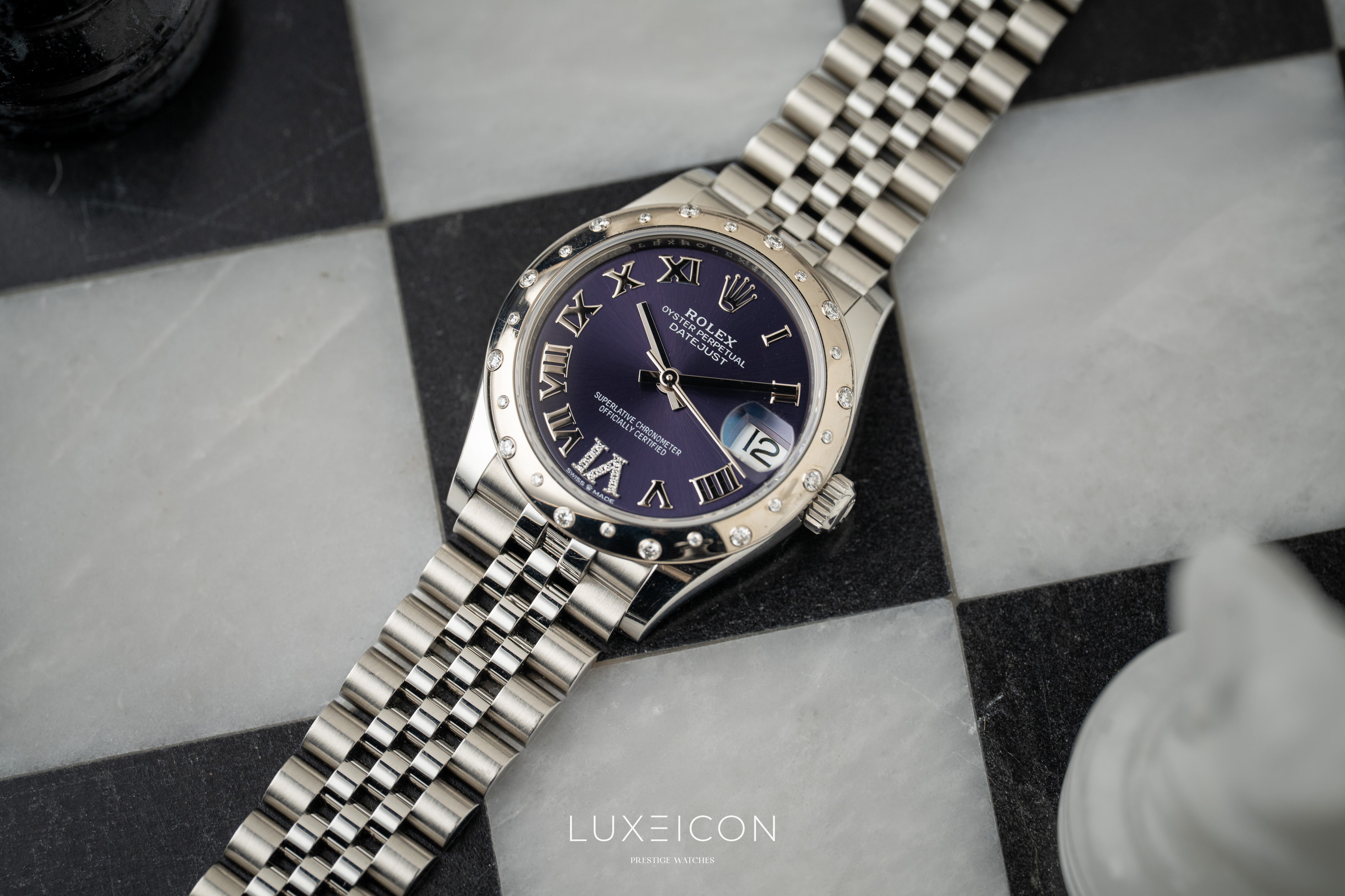 Rolex Datejust 31 Purple Diamond VI Dial Diamond Bezel Jubilee Bracelet 278344RBR