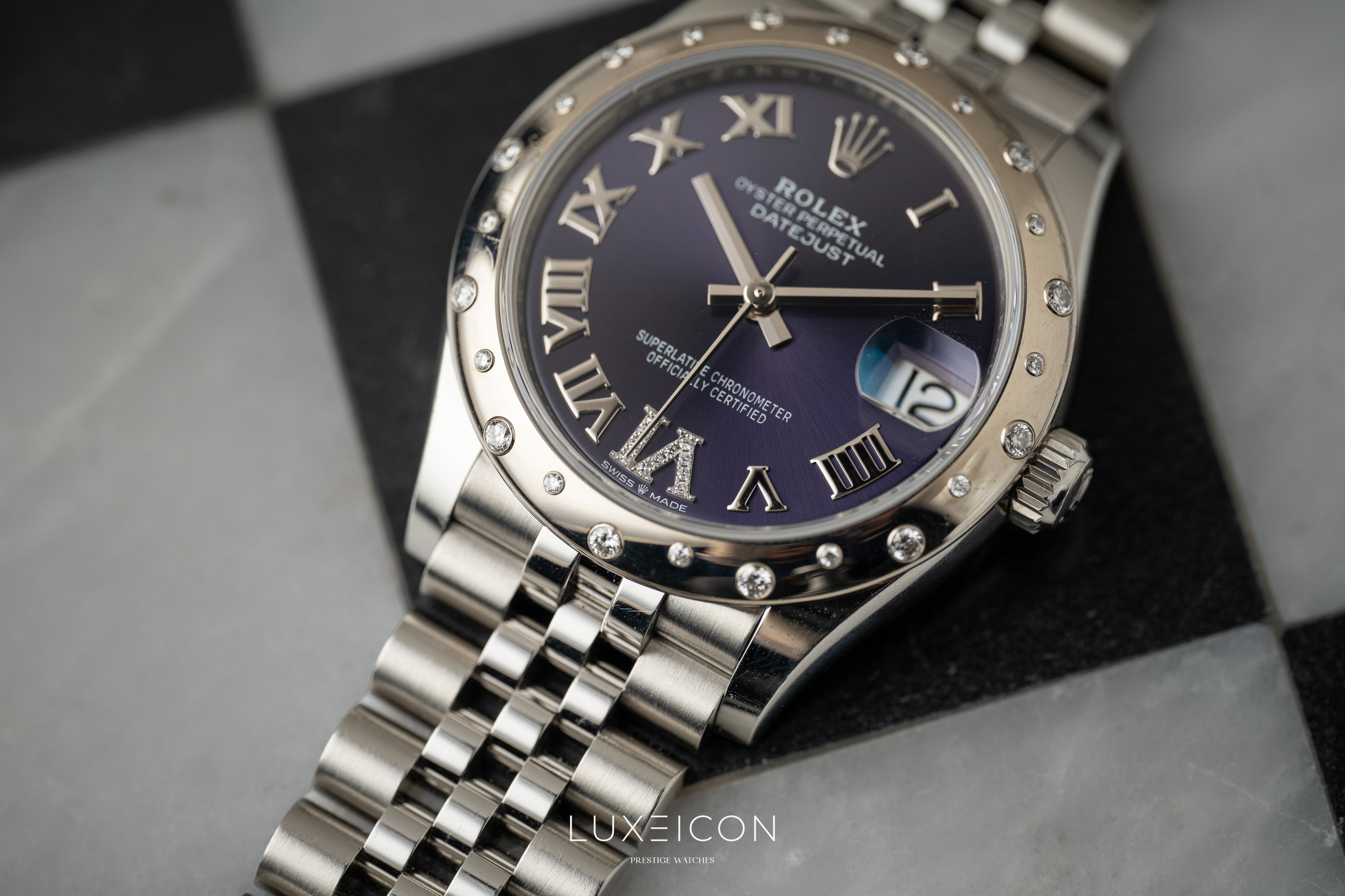 Rolex Datejust 31 Purple Diamond VI Dial Diamond Bezel Jubilee Bracelet 278344RBR