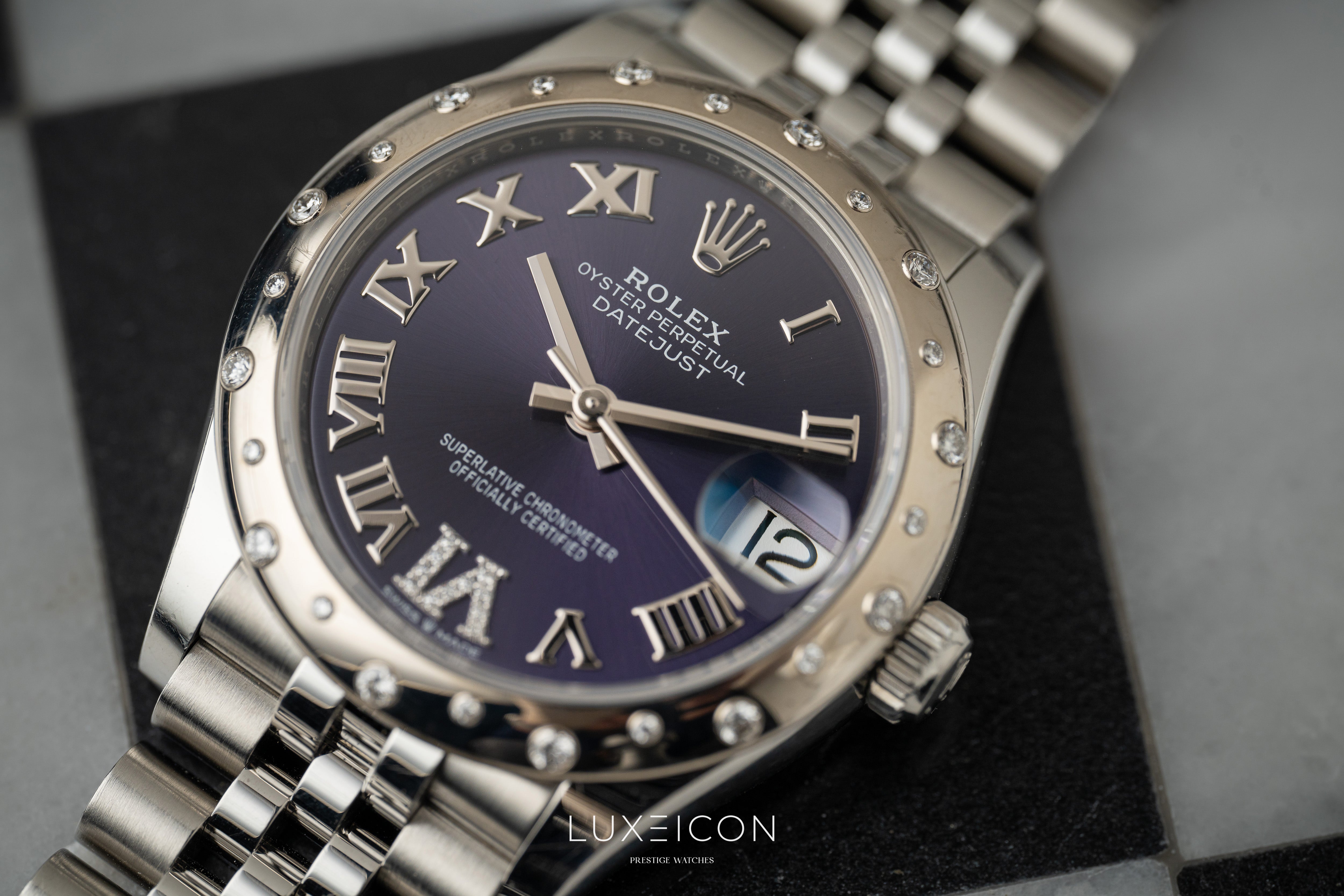 Rolex Datejust 31 Purple Diamond VI Dial Diamond Bezel Jubilee Bracelet 278344RBR