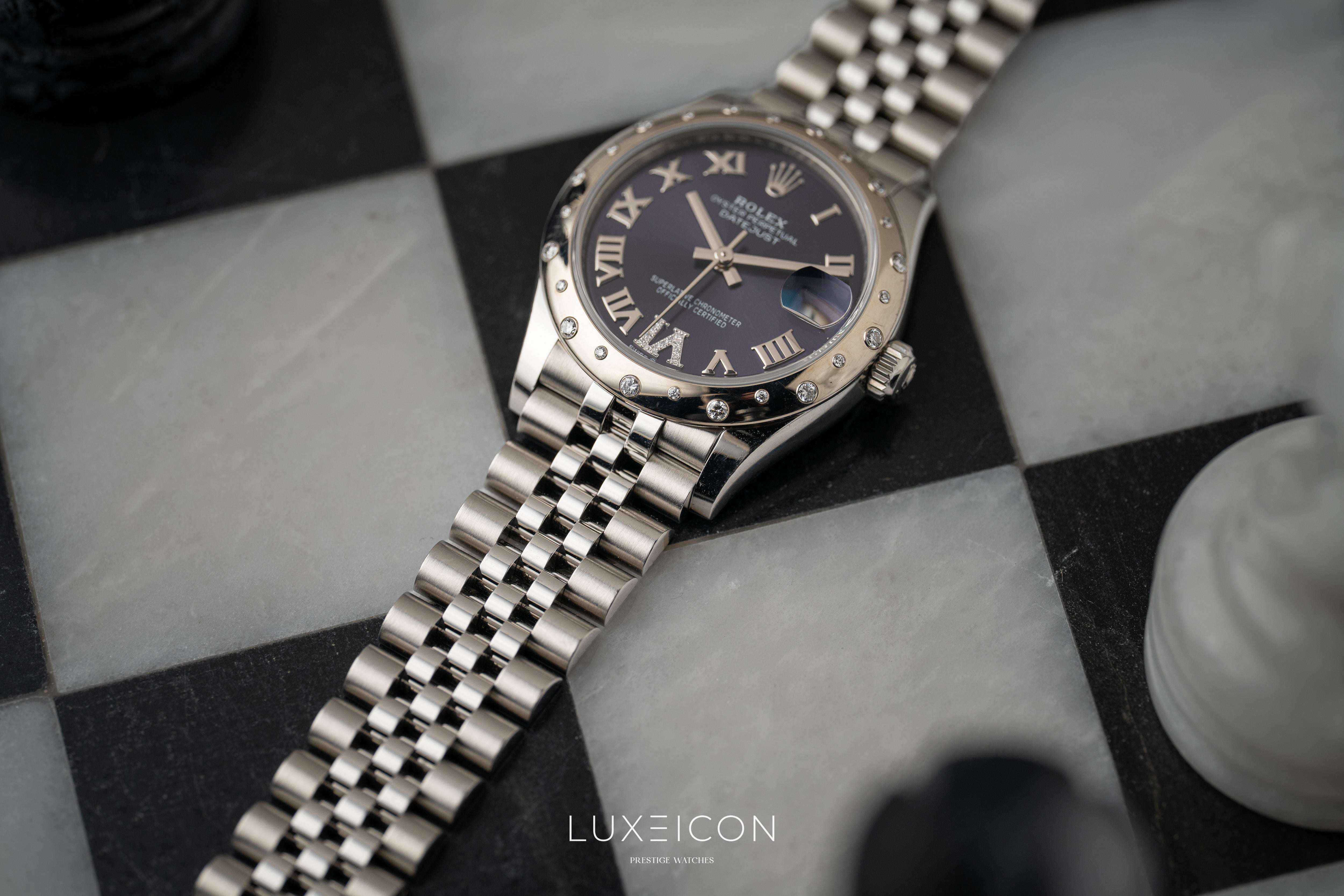 Rolex Datejust 31 Purple Diamond VI Dial Diamond Bezel Jubilee Bracelet 278344RBR