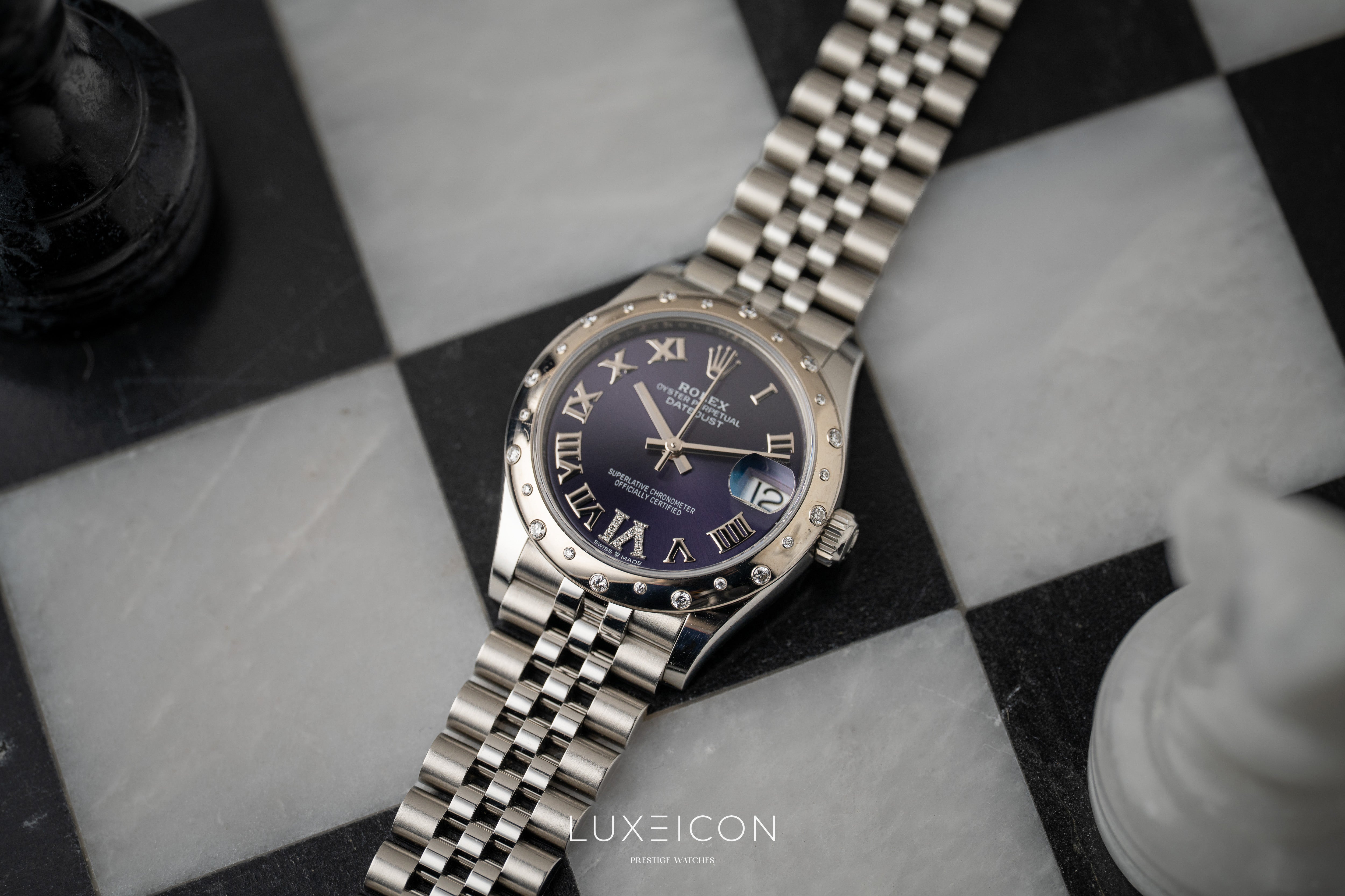 Rolex Datejust 31 Purple Diamond VI Dial Diamond Bezel Jubilee Bracelet 278344RBR