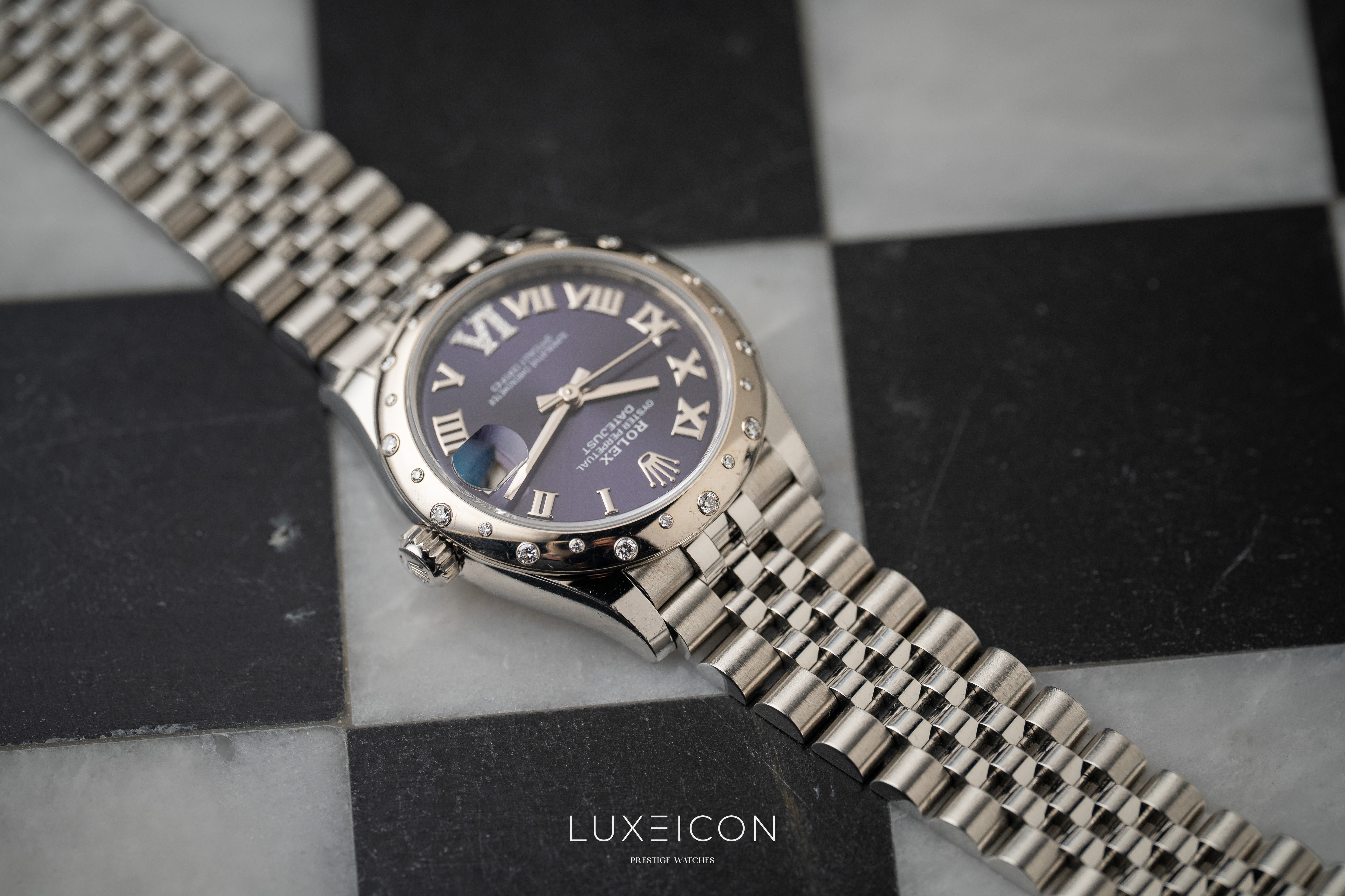 Rolex Datejust 31 Purple Diamond VI Dial Diamond Bezel Jubilee Bracelet 278344RBR