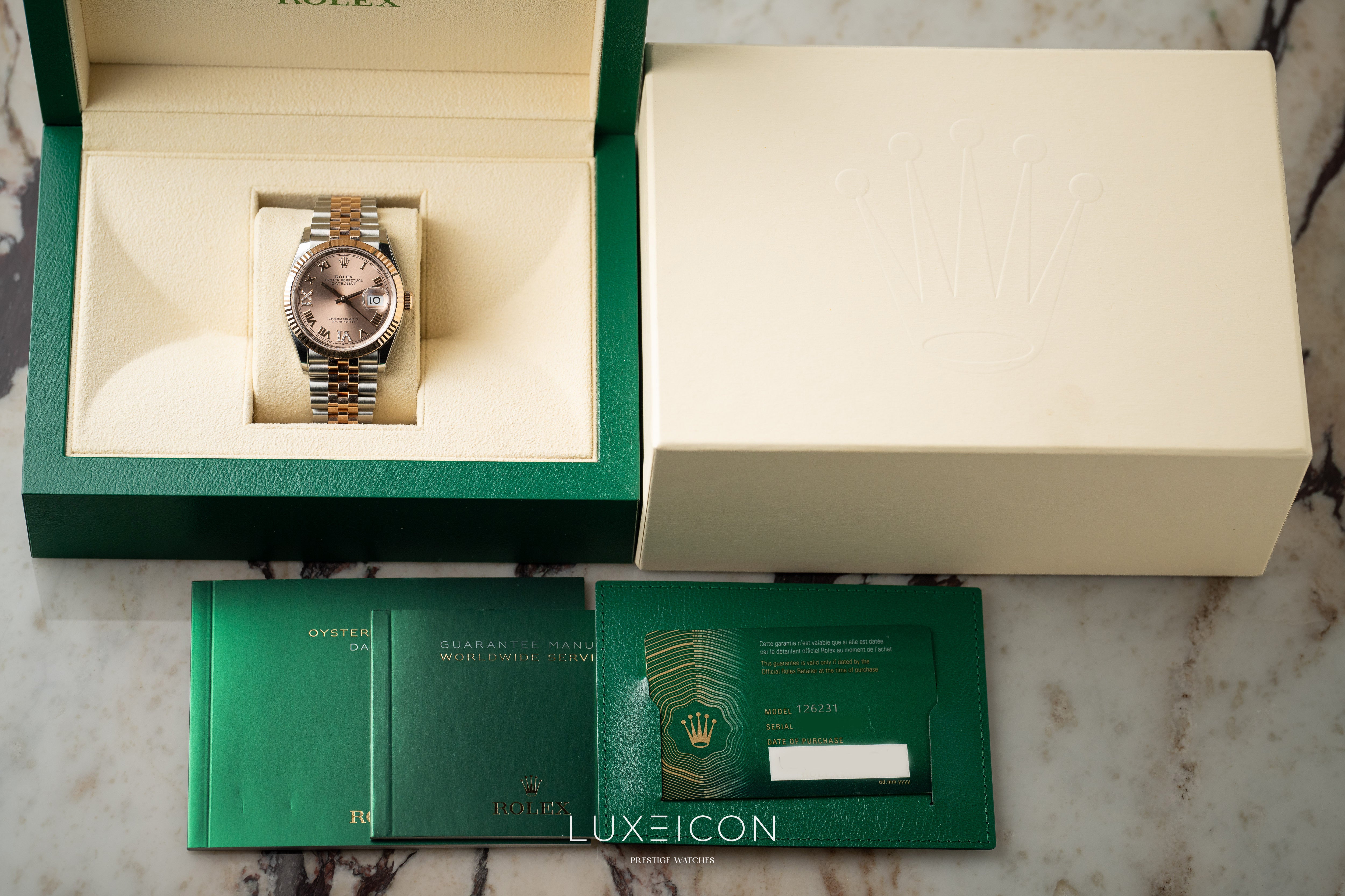 Rolex Datejust 36mm Everose Pink Rosé Roman Diamond VI &amp; IX Dial Jubilee 2024
