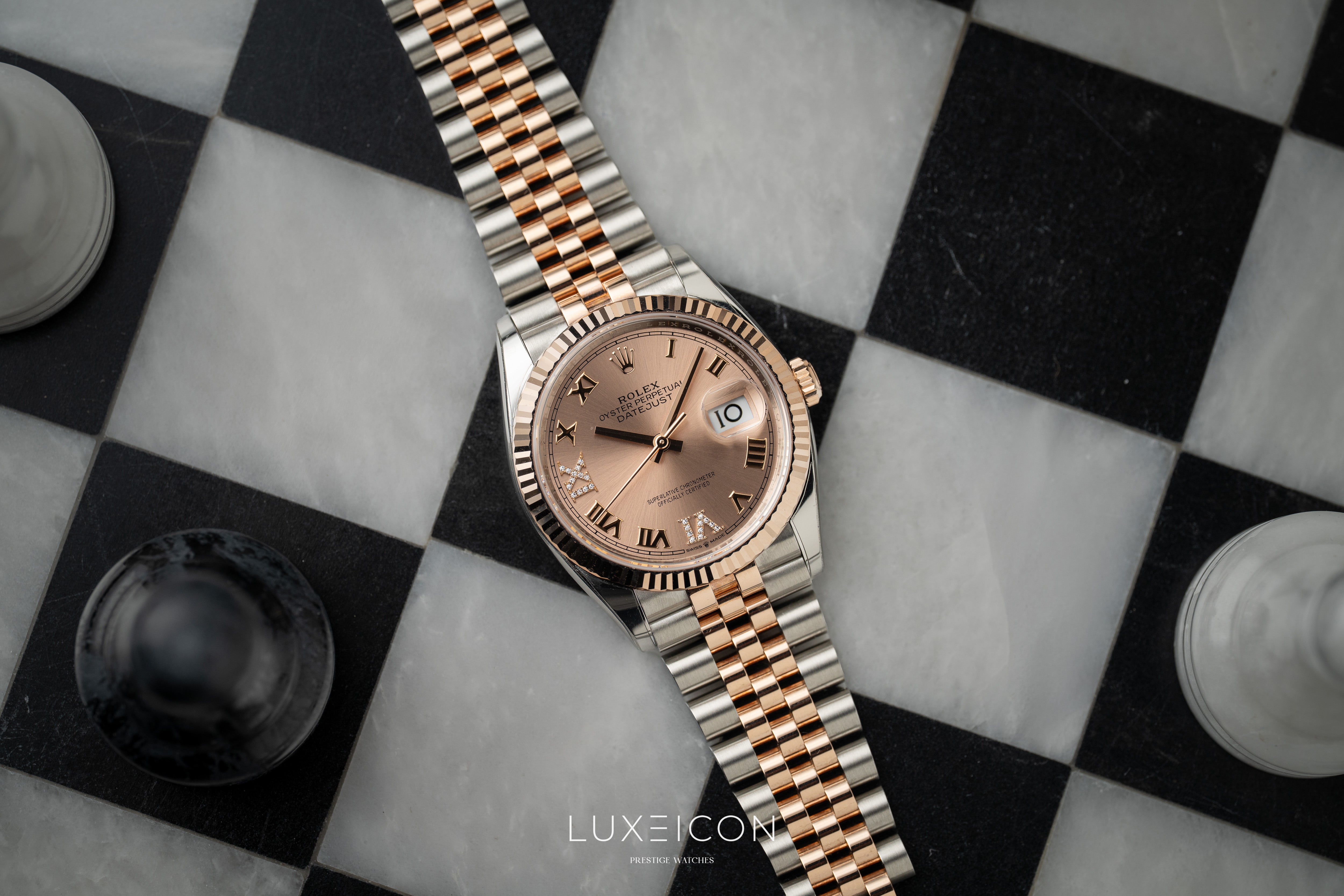 Rolex Datejust 36mm Everose Pink Rosé Roman Diamond VI &amp; IX Dial Jubilee 2024