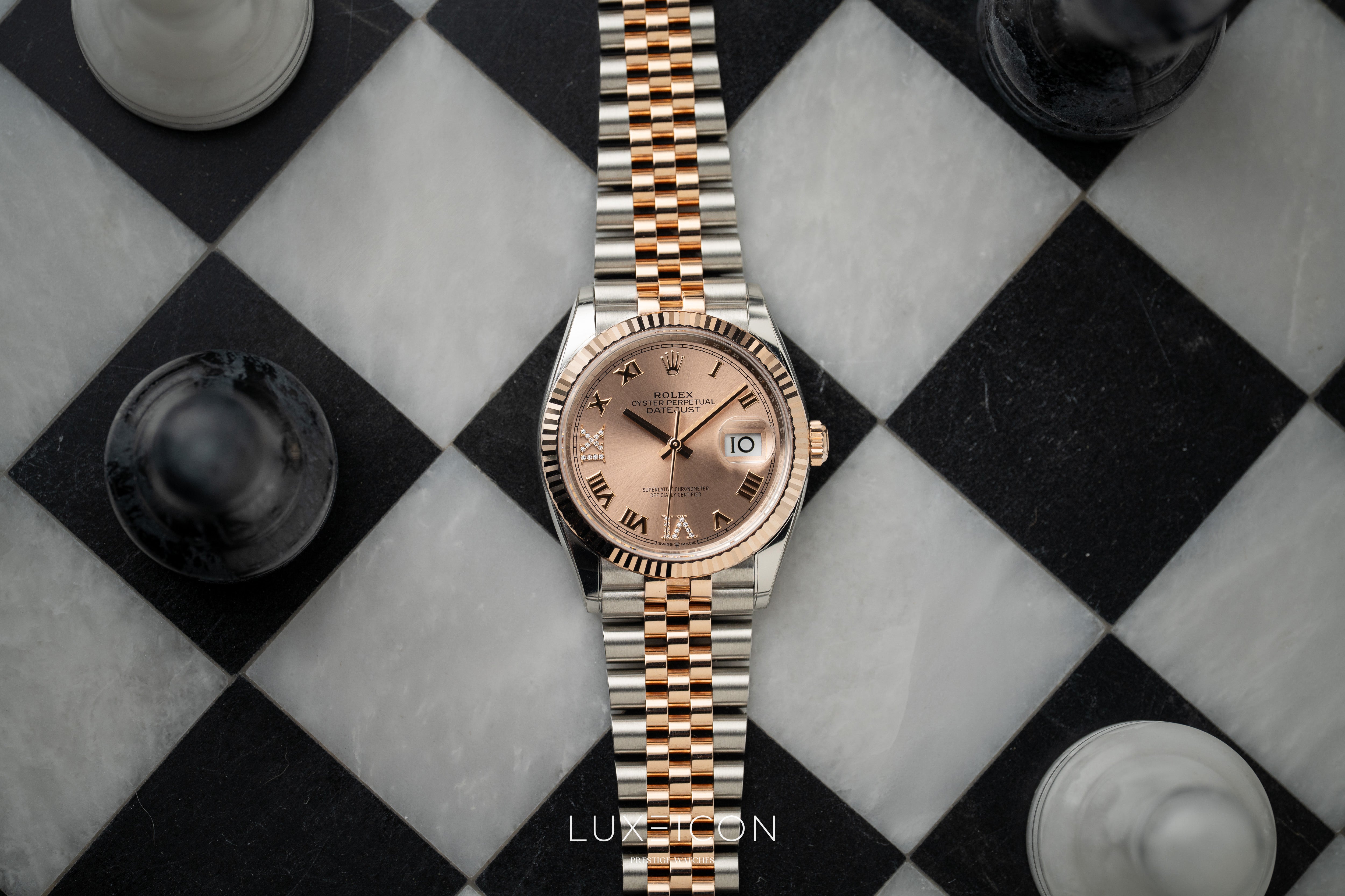 Rolex Datejust 36mm Everose Pink Rosé Roman Diamond VI &amp; IX Dial Jubilee 2024