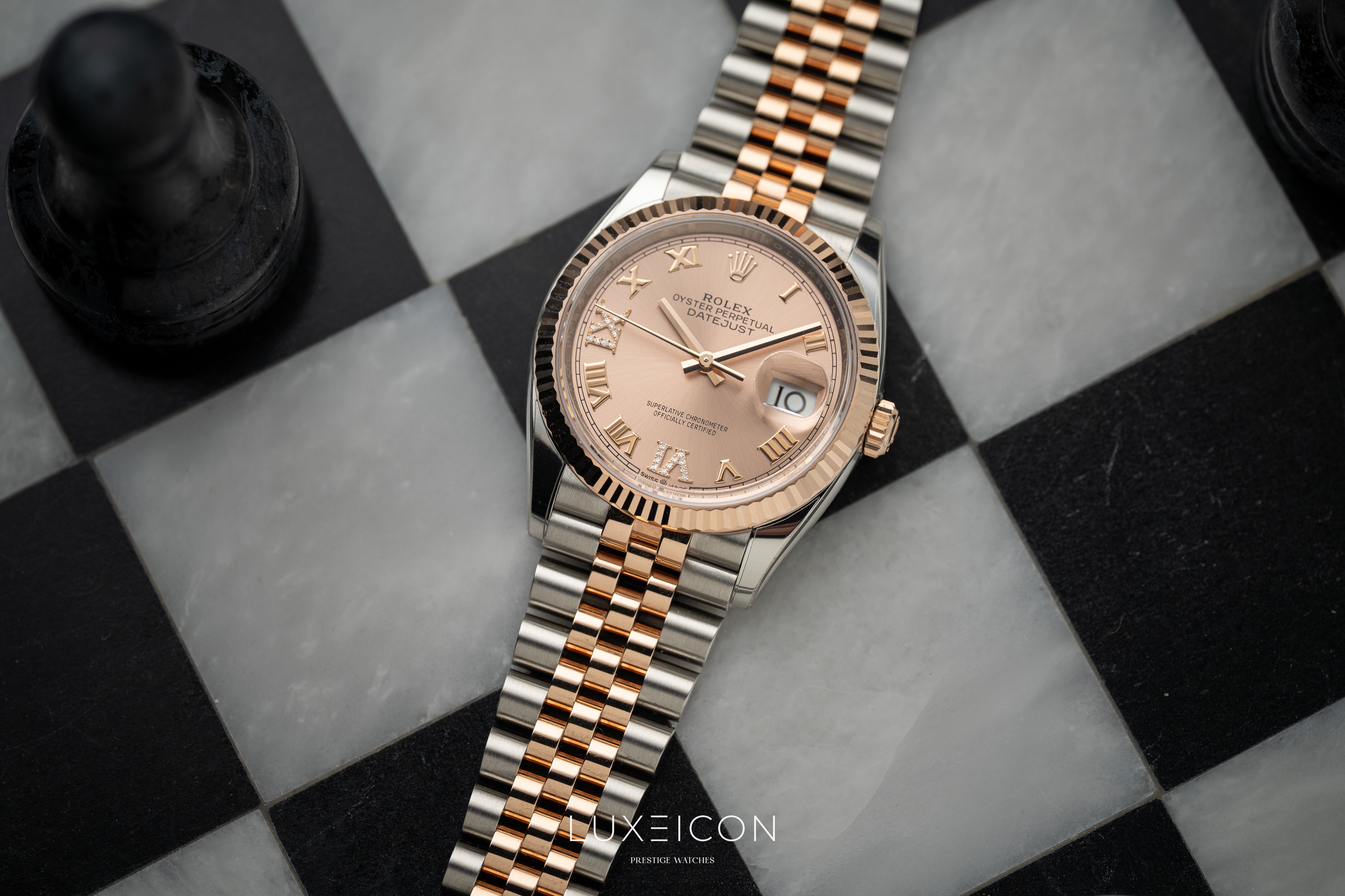 Rolex Datejust 36mm Everose Pink Rosé Roman Diamond VI &amp; IX Dial Jubilee 2024