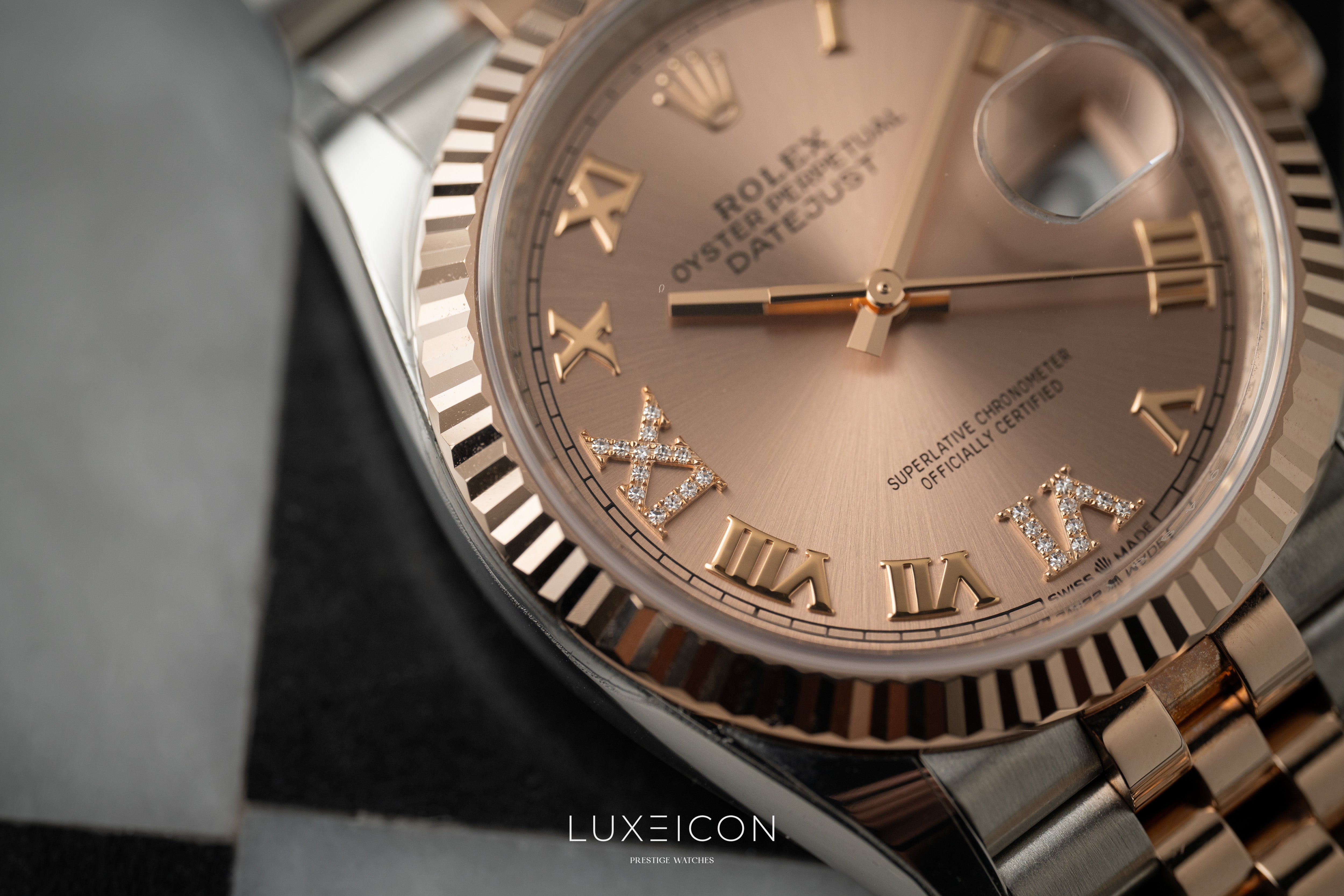 Rolex Datejust 36mm Everose Pink Rosé Roman Diamond VI &amp; IX Dial Jubilee 2024