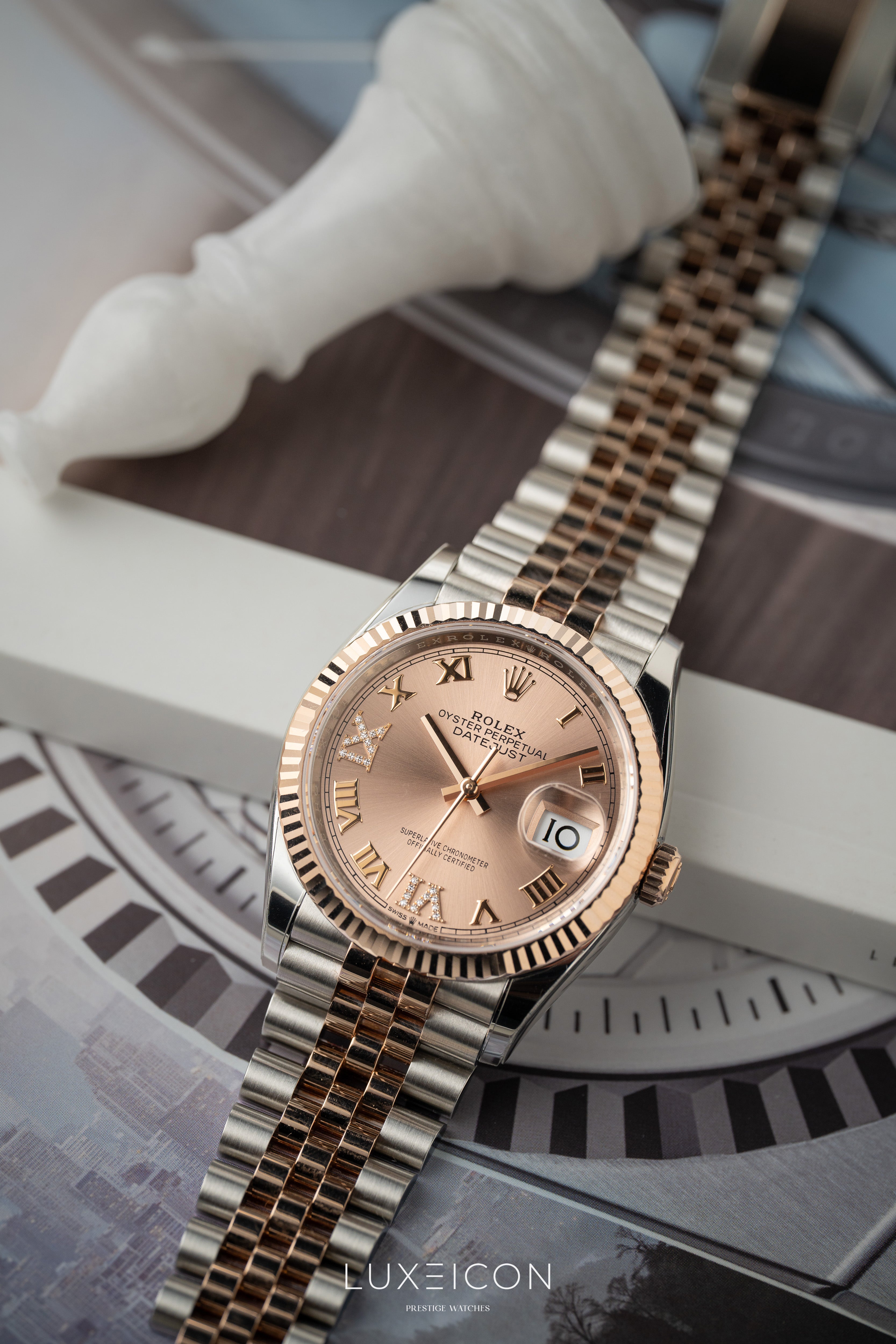 Rolex Datejust 36mm Everose Pink Rosé Roman Diamond VI &amp; IX Dial Jubilee 2024