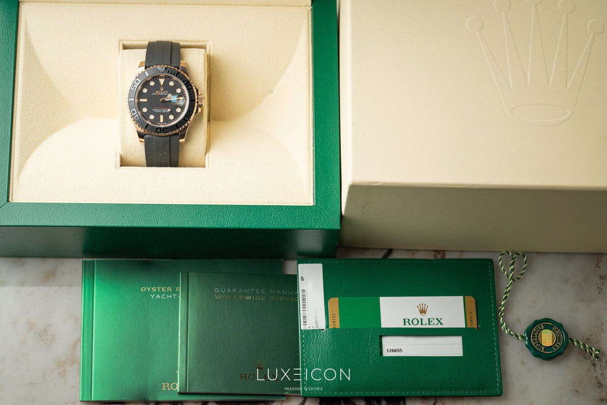 Rolex Yacht-Master 126655 40mm Rose Gold Black Dial Oysterflex 2020