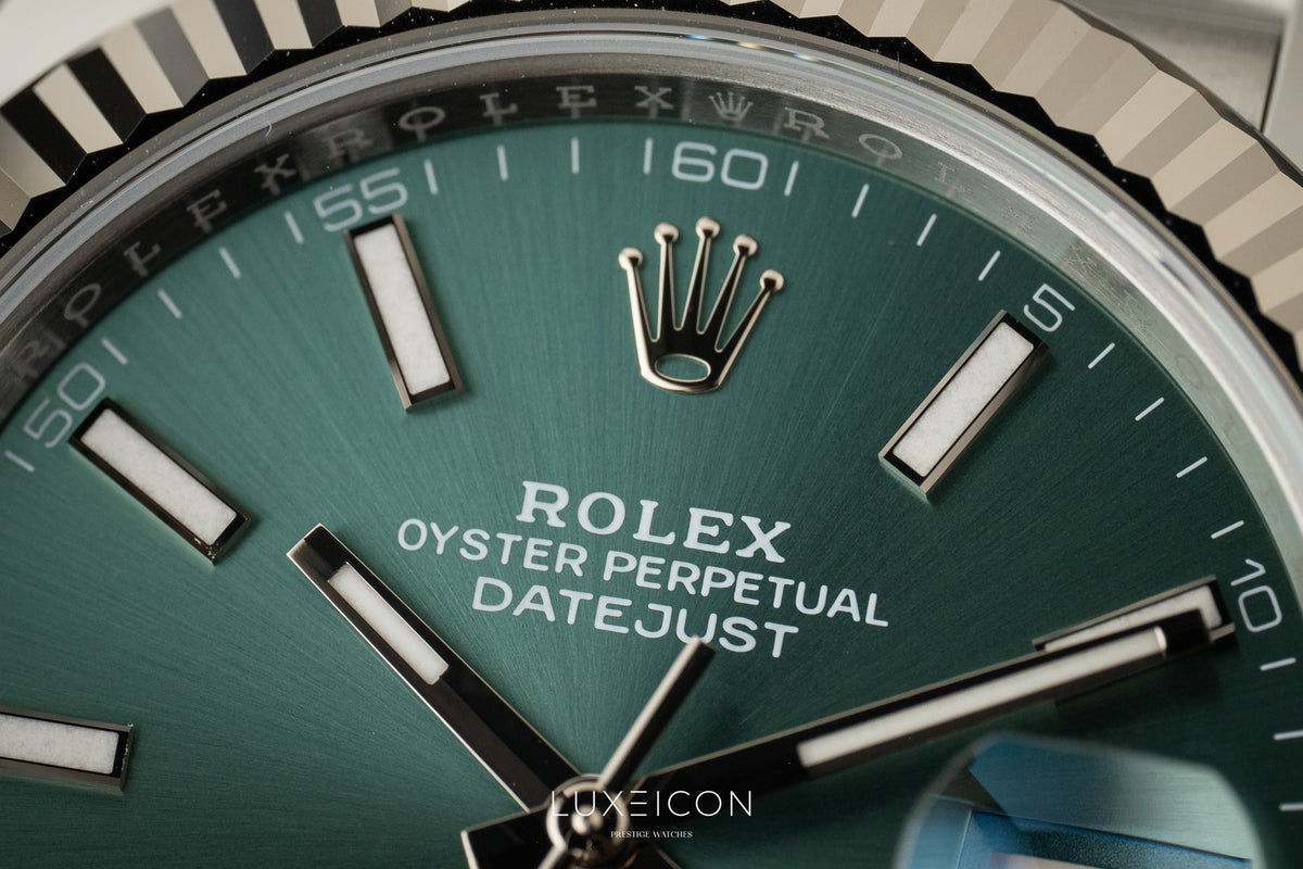 Rolex Datejust 41 Stainless Steel Fluted Bezel Jubilee Bracelet Mint Green 126334 2026