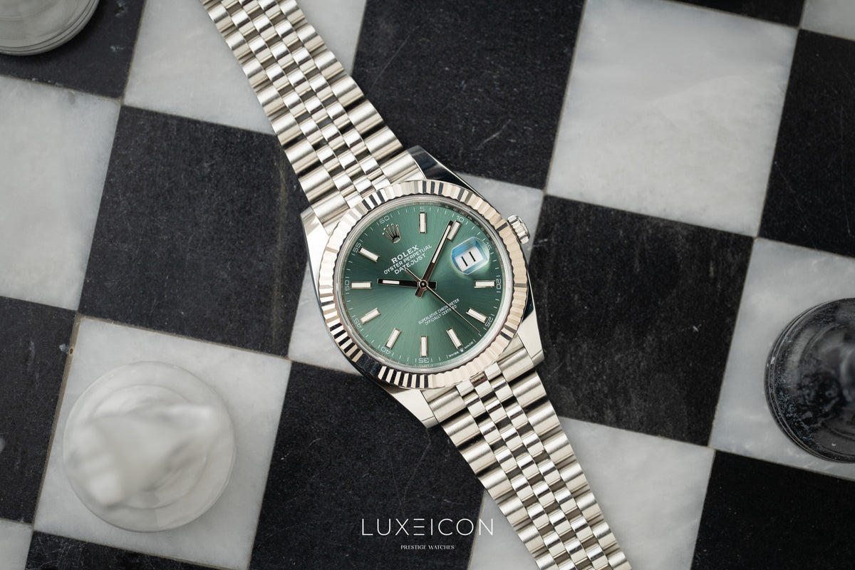 Rolex Datejust 41 Stainless Steel Fluted Bezel Jubilee Bracelet Mint Green 126334