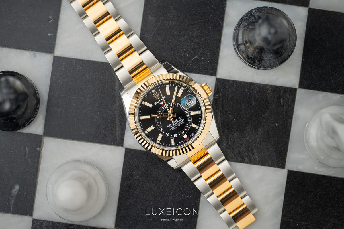 Rolex Sky Dweller Stainless Steel Yellow Gold Two Tone Black Oyster 326933