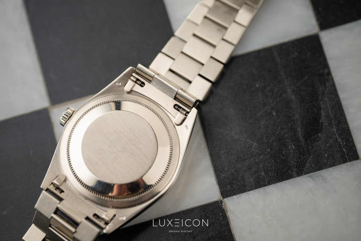 Rolex Day-Date President 18239 18K White Gold Blue Diamond Dial Fluted Bezel 1989