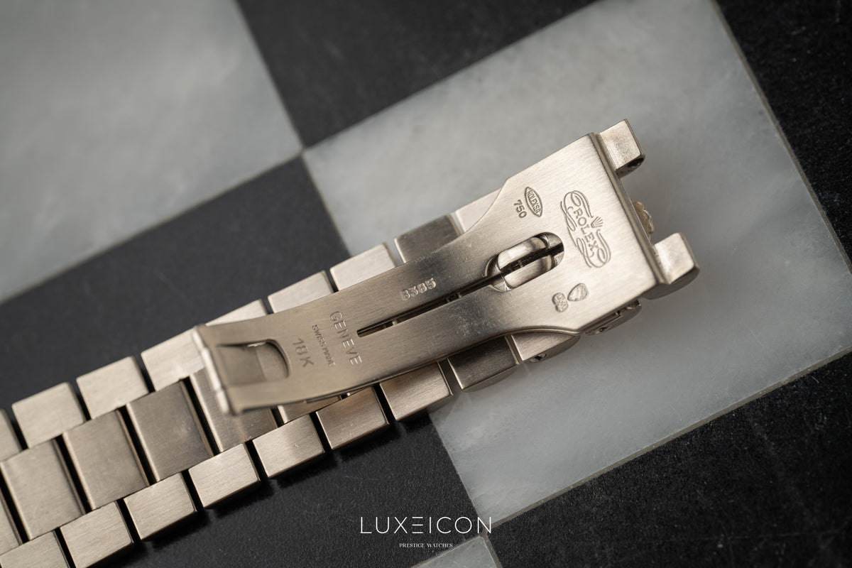Rolex Day-Date President 18239 18K White Gold Blue Diamond Dial Fluted Bezel 1989