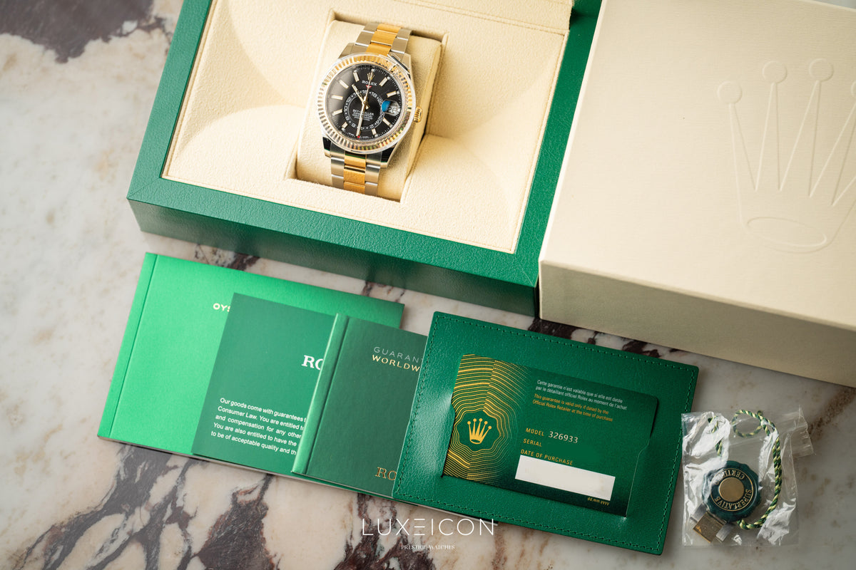 Rolex Sky Dweller Stainless Steel Yellow Gold Two Tone Black Oyster 326933