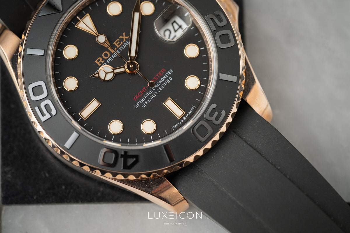 Rolex Yacht-Master Everose Gold 37mm Black Dial Oysterflex 268655