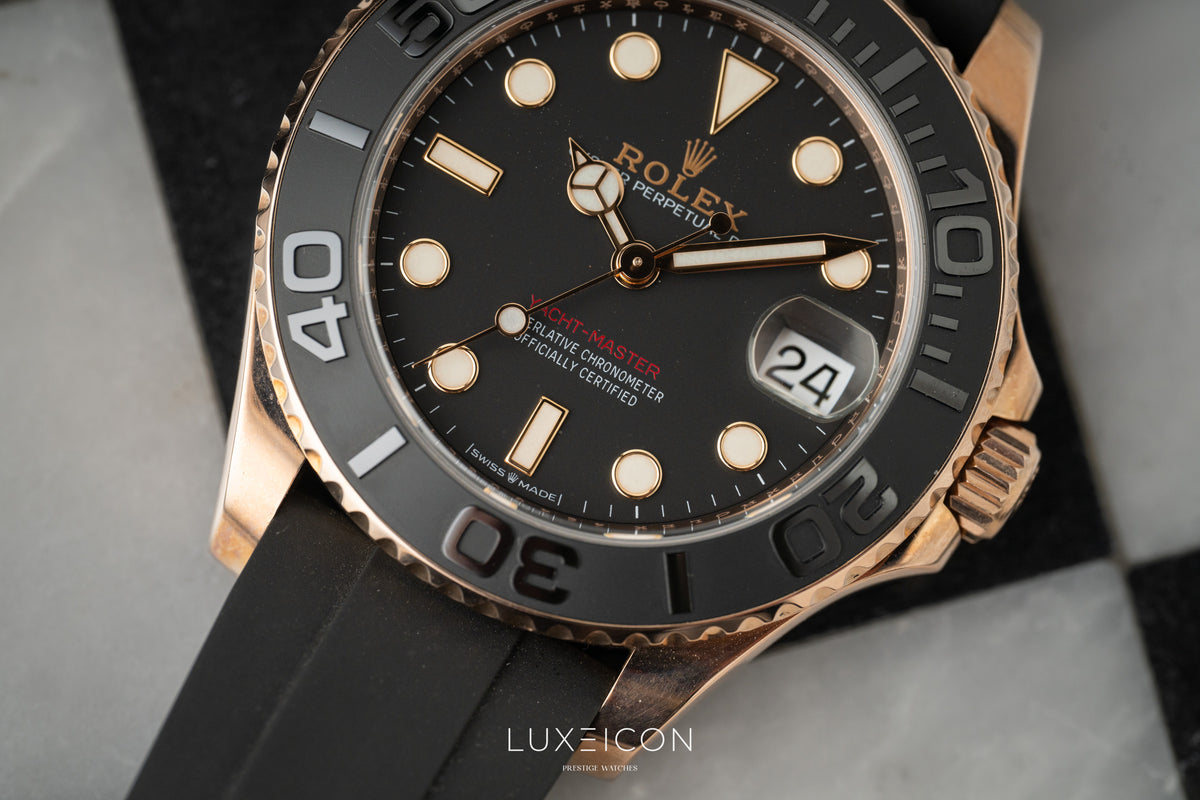 Rolex Yacht-Master Everose Gold 37mm Black Dial Oysterflex 268655