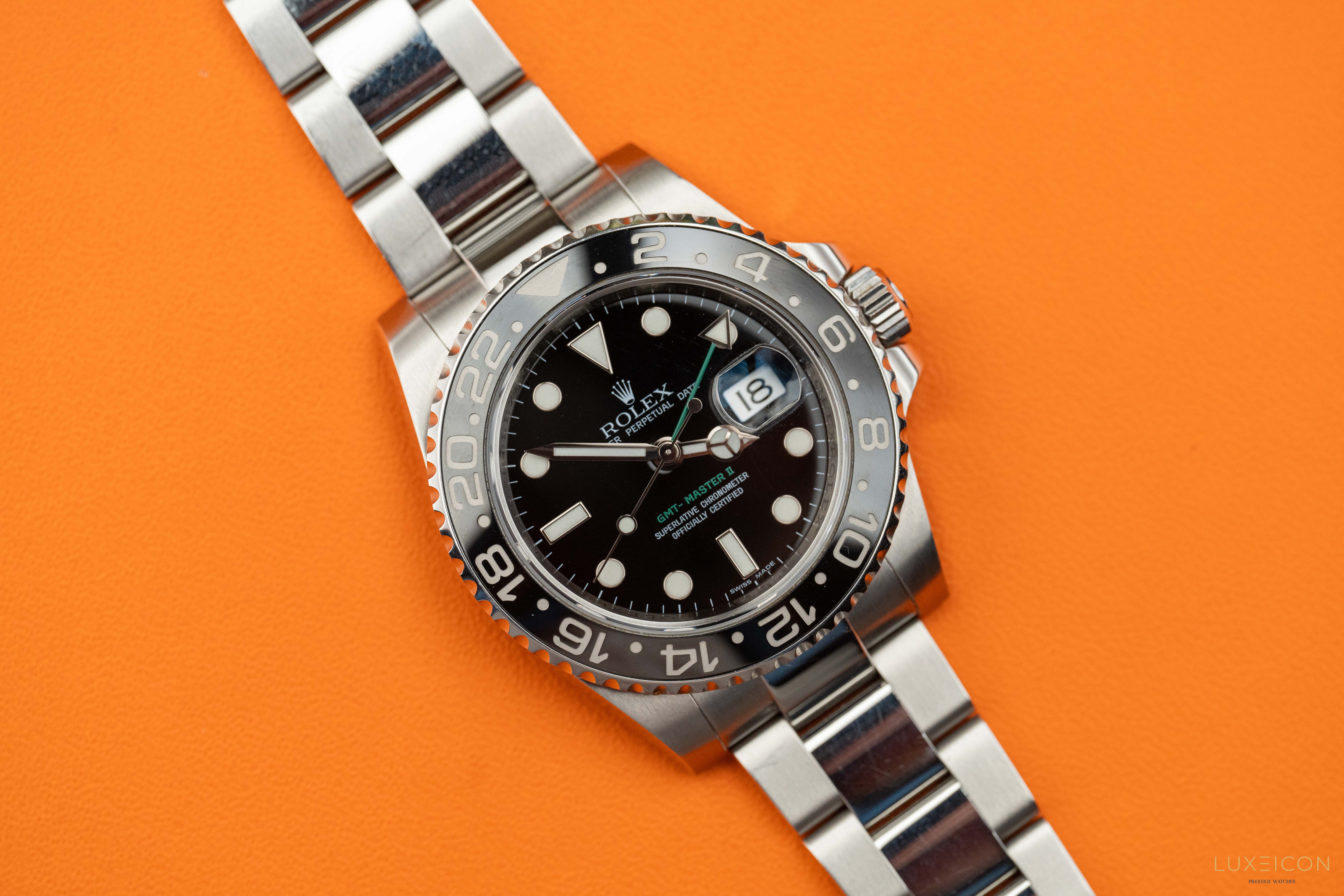 Rolex GMT-Master II 40mm Black Ceramic Date Stainless Green arrow 116710LN