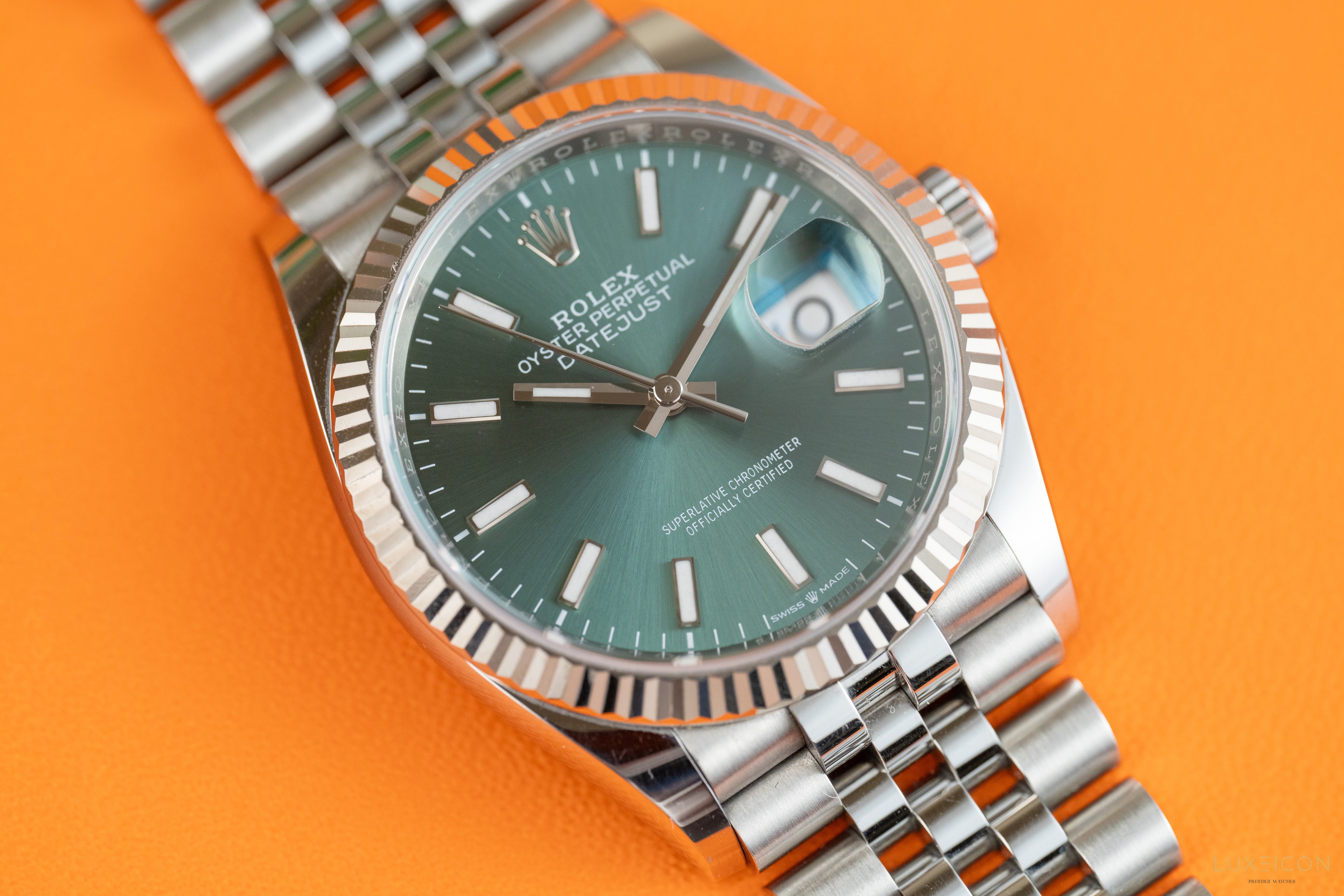 Rolex Datejust 36mm Mint Green Index Dial Jubilee Bracelet Fluted Bezel 2019