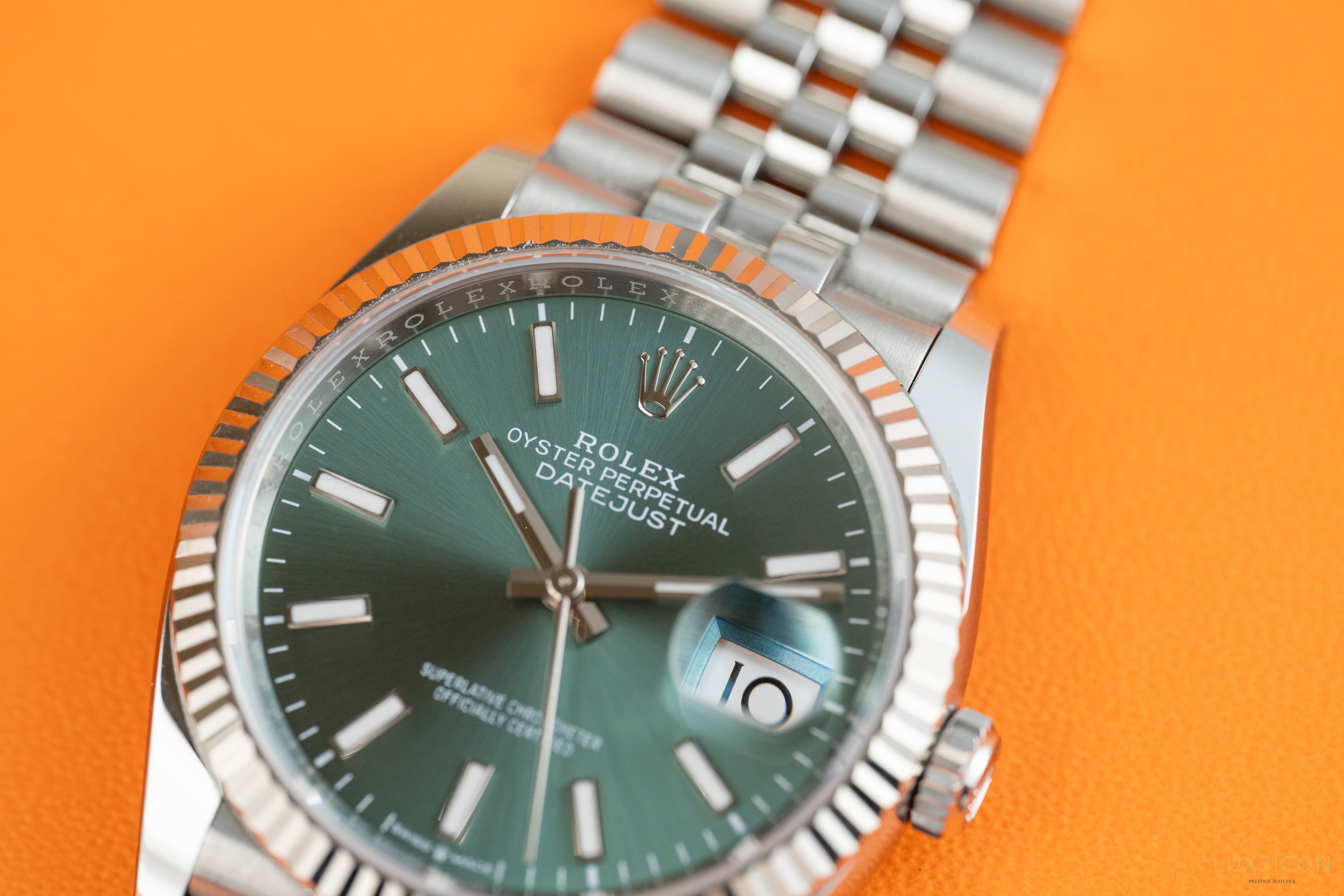 Rolex Datejust 36mm Mint Green Index Dial Jubilee Bracelet Fluted Bezel 2019