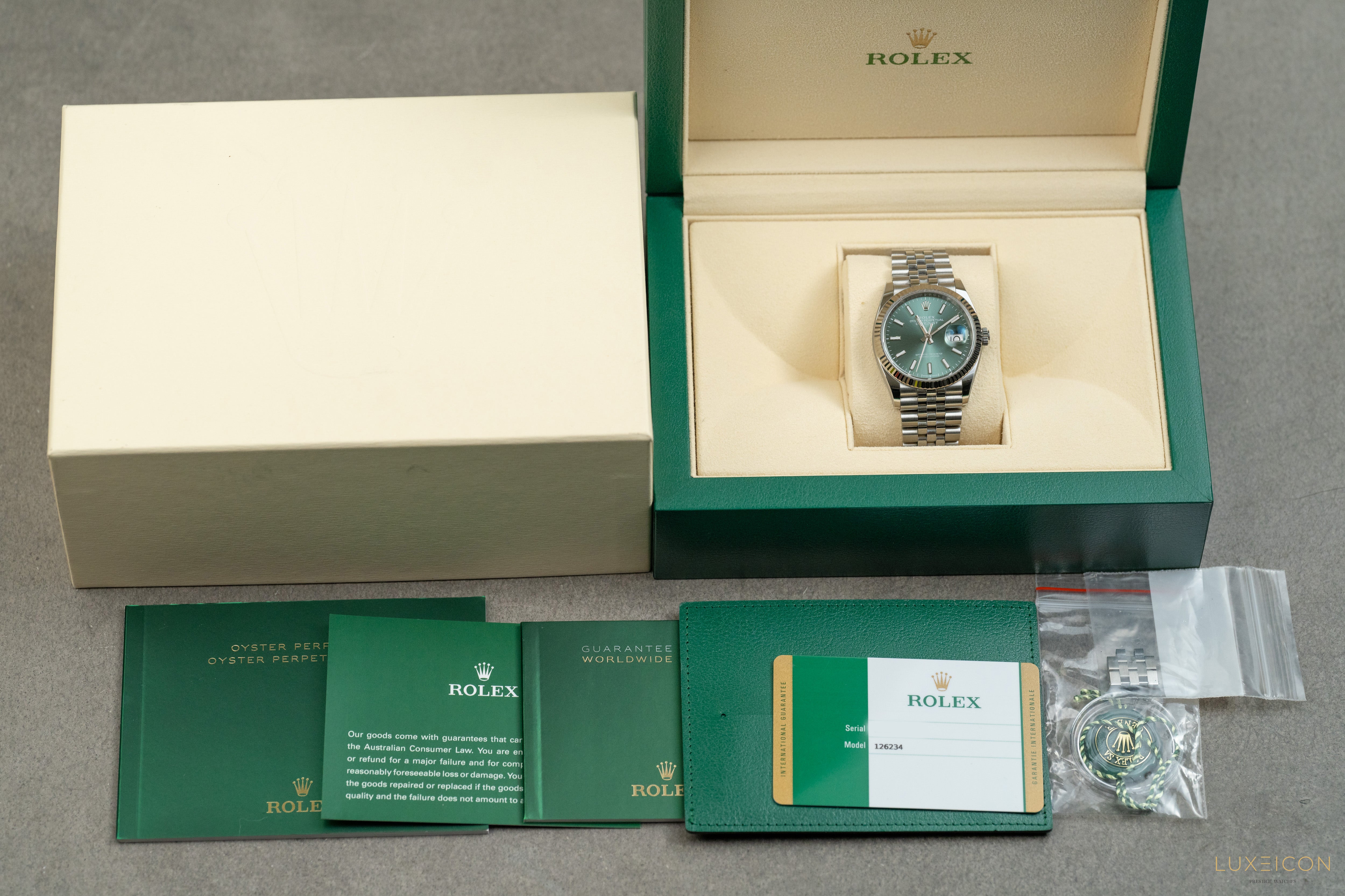 Rolex Datejust 36mm Mint Green Index Dial Jubilee Bracelet Fluted Bezel 2019