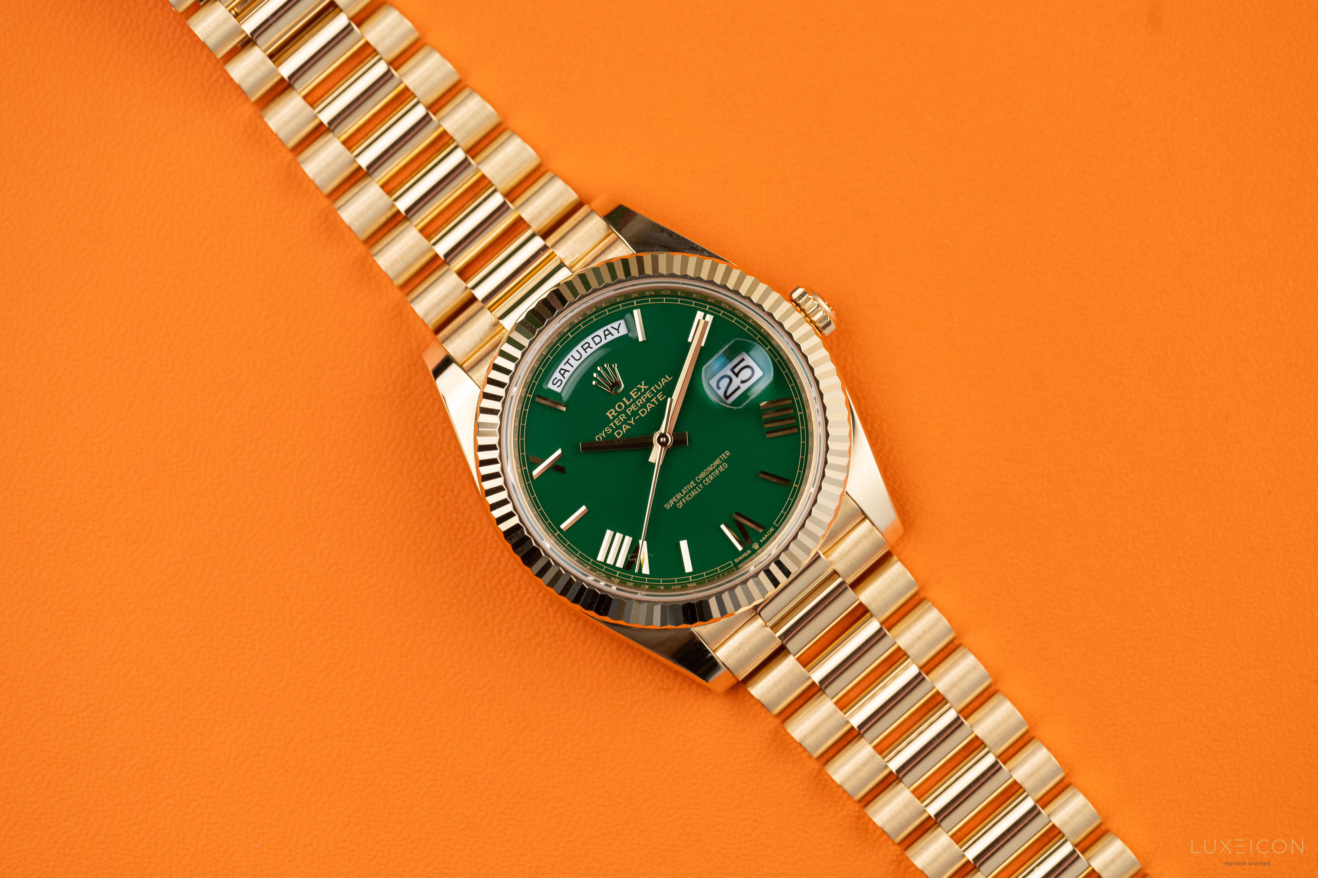 Rolex Day-Date 40 Yellow Gold Day-Date 40mm Green Roman Dial 228238 2024