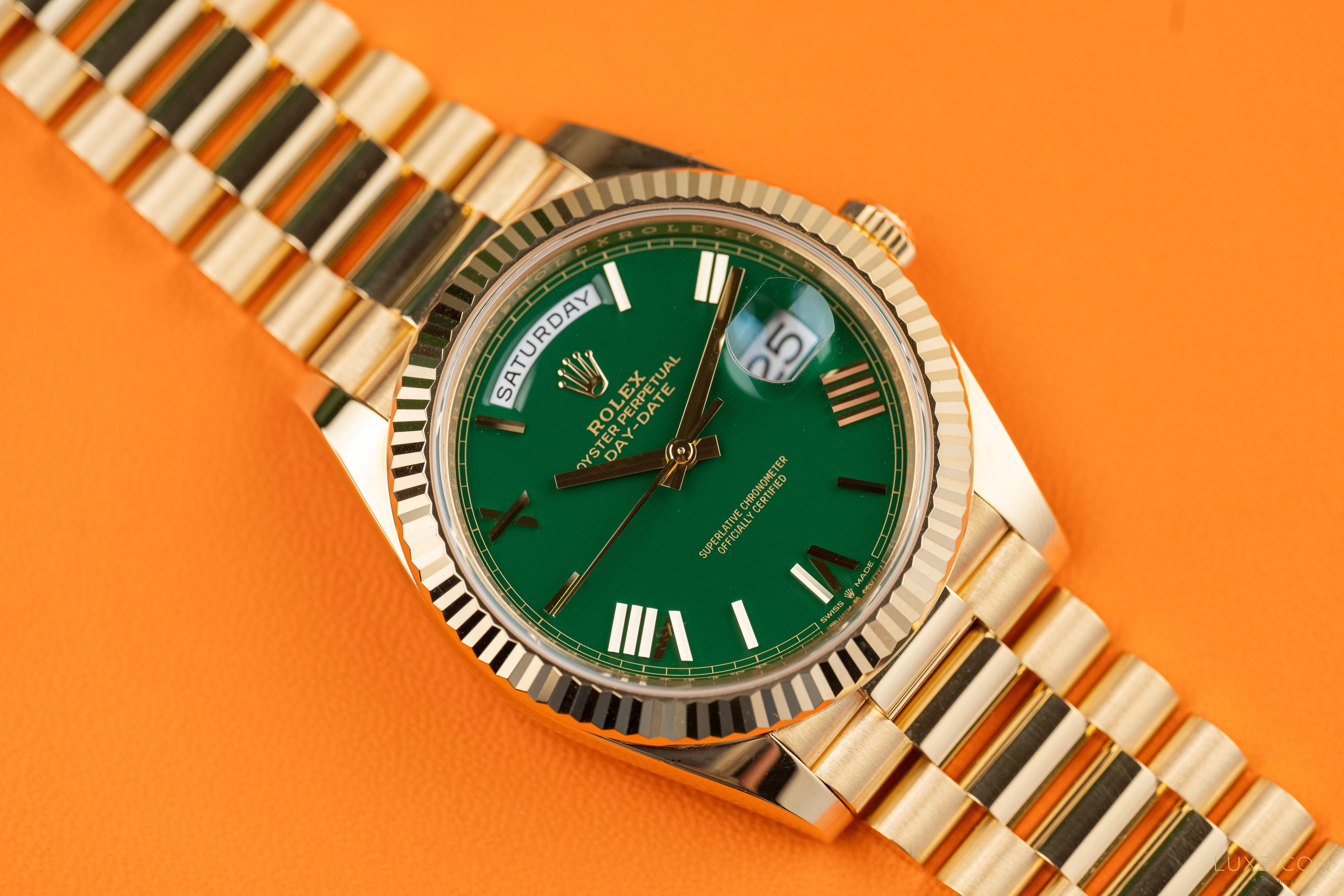 Rolex Day-Date 40 Yellow Gold Day-Date 40mm Green Roman Dial 228238 2024