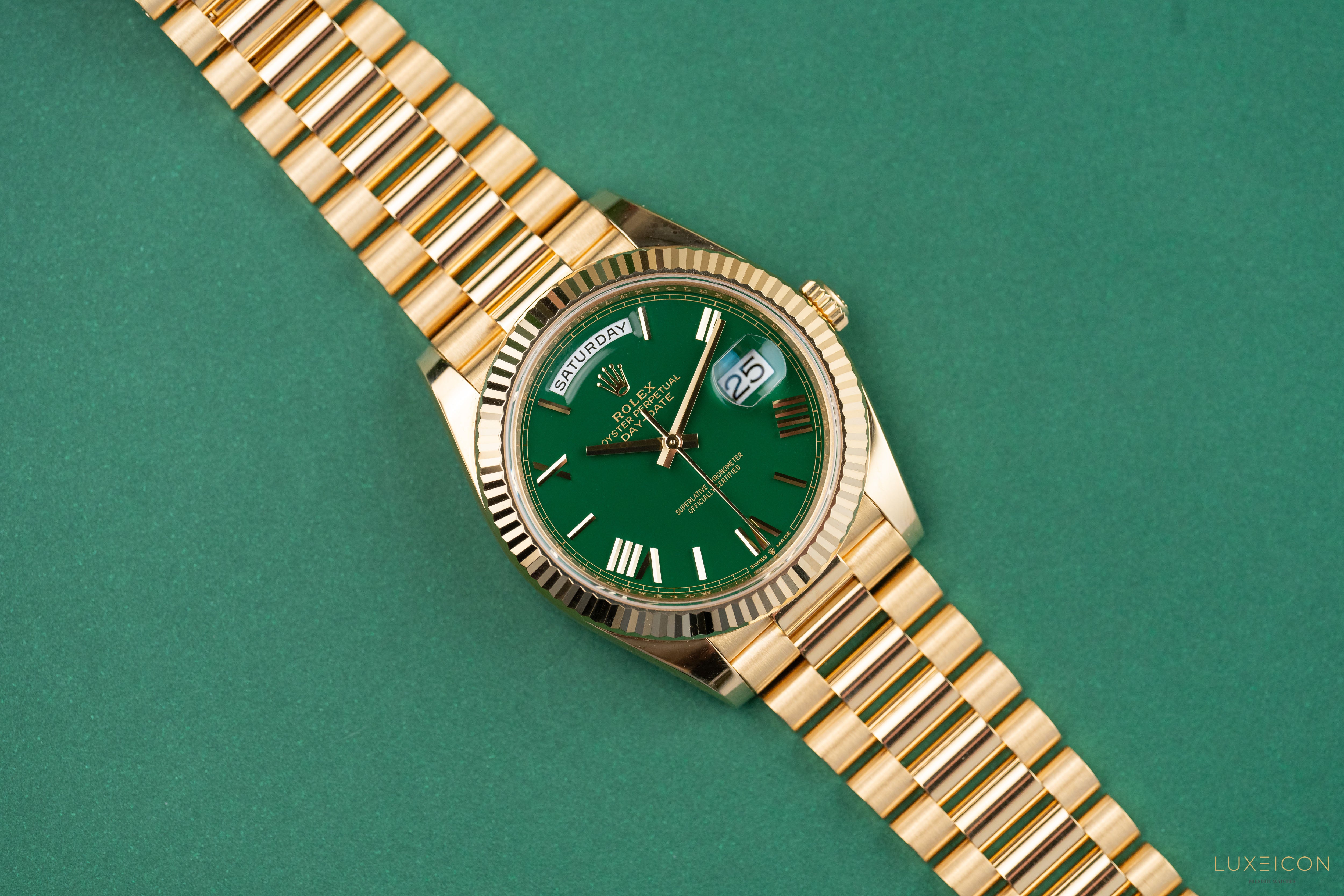 Rolex Day-Date 40 Yellow Gold Day-Date 40mm Green Roman Dial 228238 2024