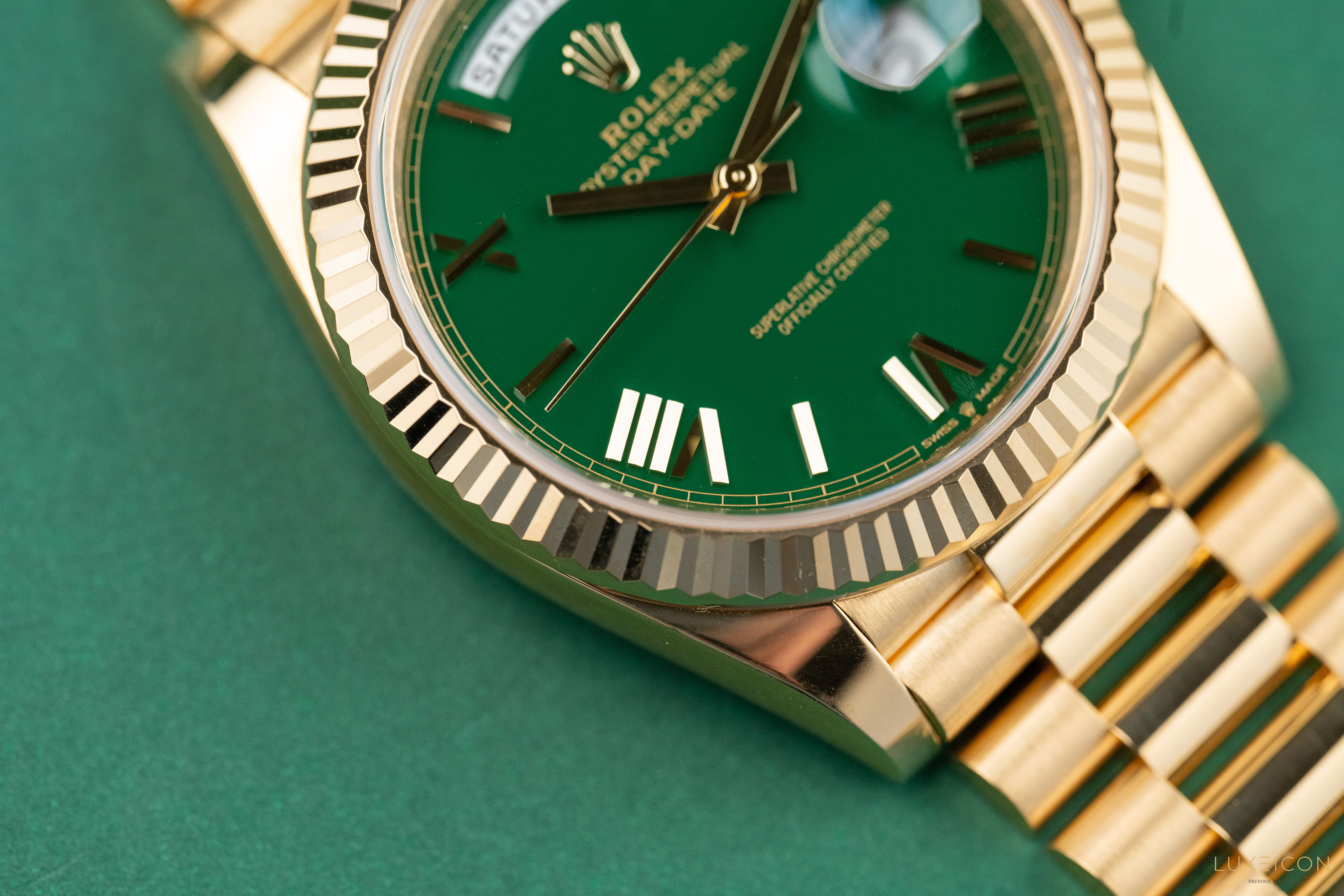 Rolex Day-Date 40 Yellow Gold Day-Date 40mm Green Roman Dial 228238 2024