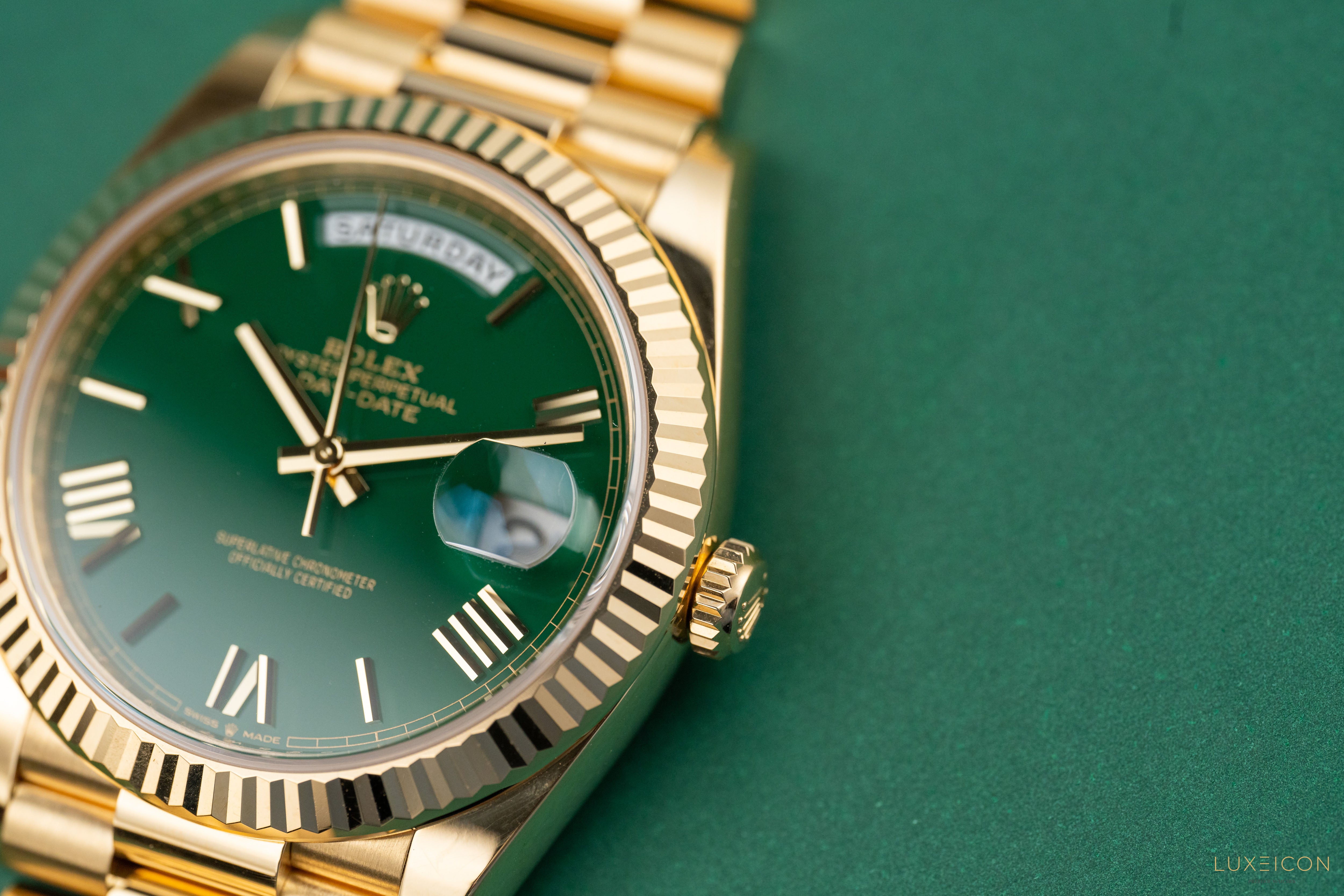 Rolex Day-Date 40 Yellow Gold Day-Date 40mm Green Roman Dial 228238 2024