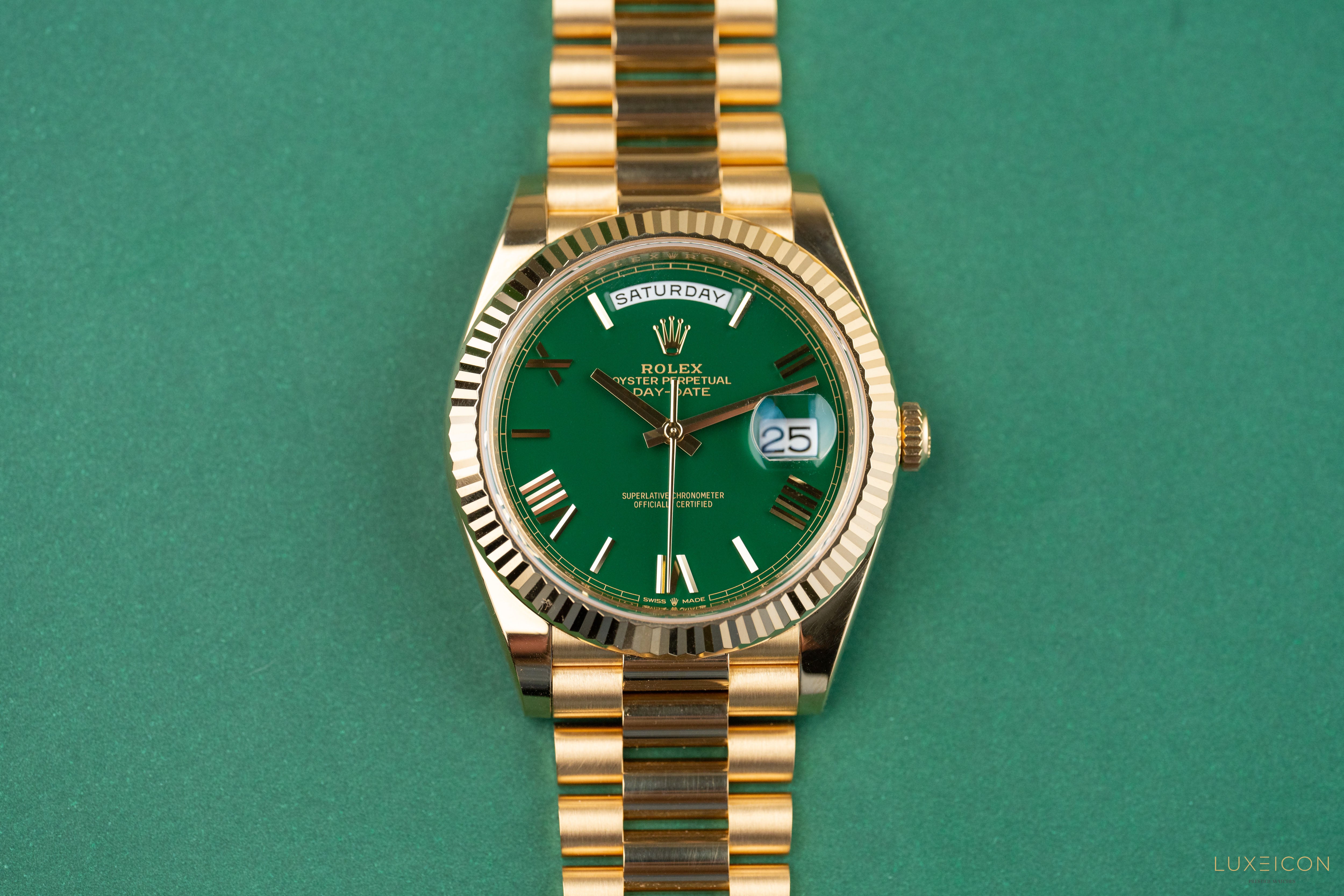 Rolex Day-Date 40 Yellow Gold Day-Date 40mm Green Roman Dial 228238 2024