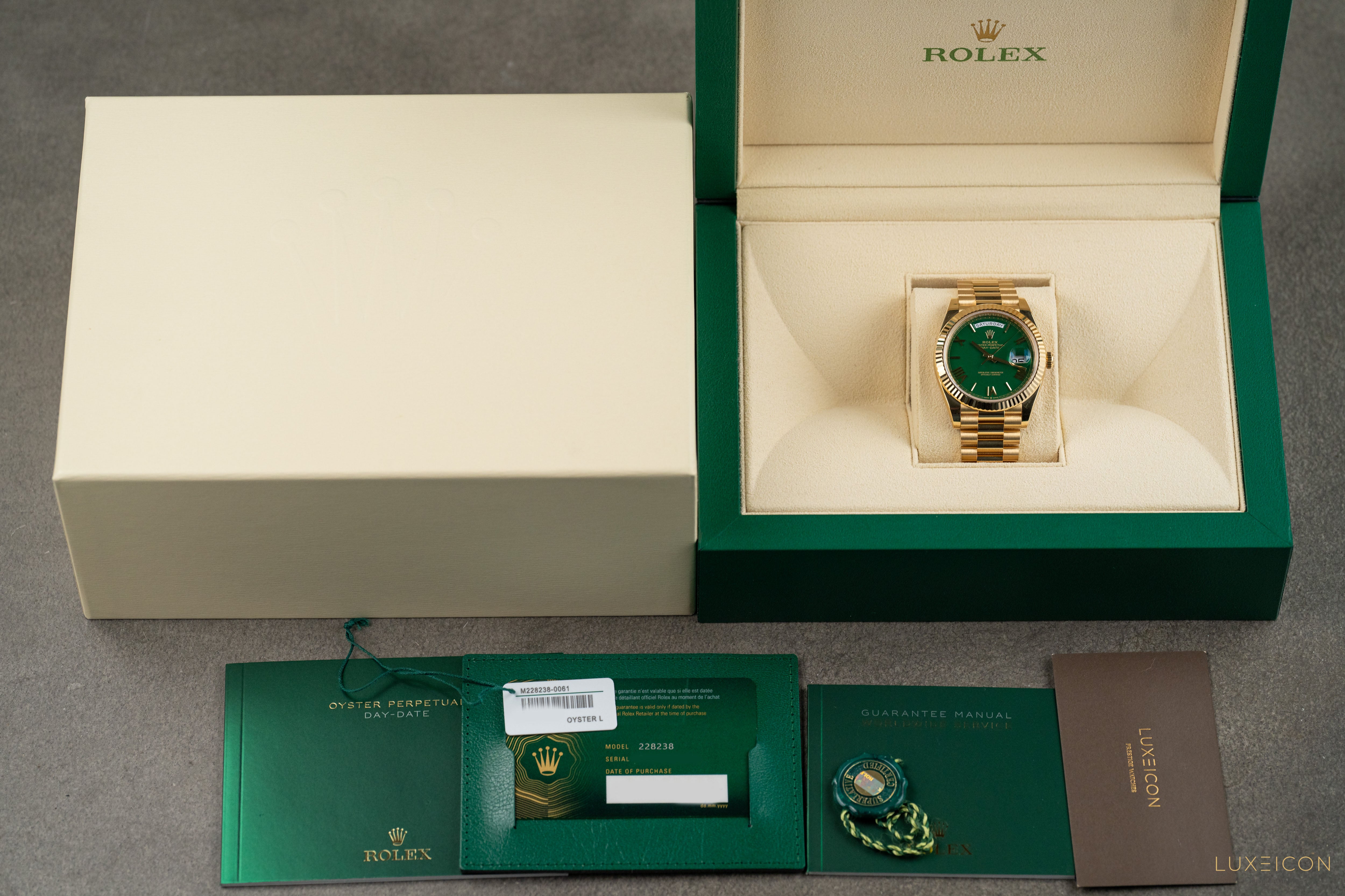 Rolex Day-Date 40 Yellow Gold Day-Date 40mm Green Roman Dial 228238 2024