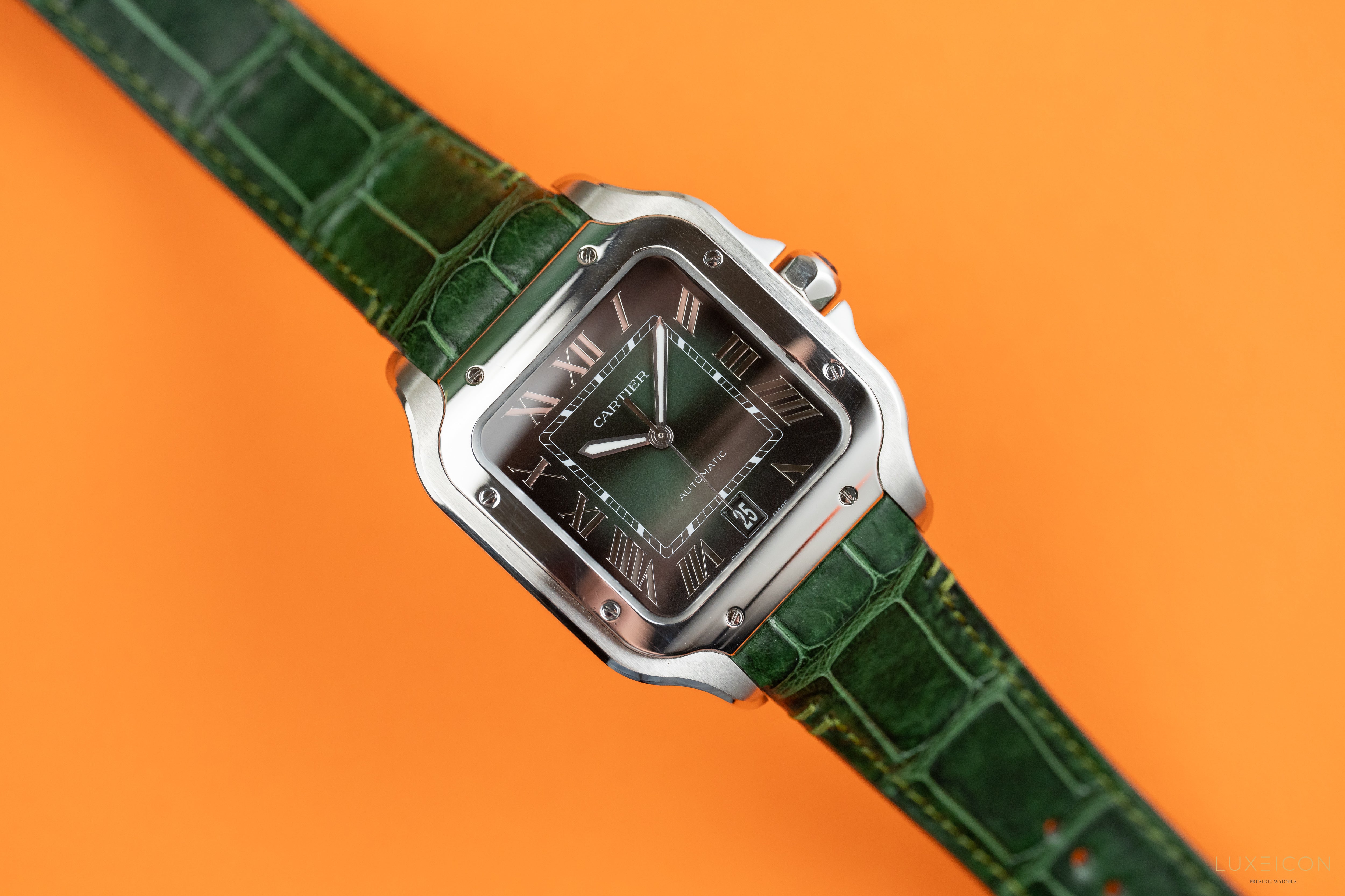 Cartier Santos de Stainless Steel Smoky Green Large WSSA0062 2024