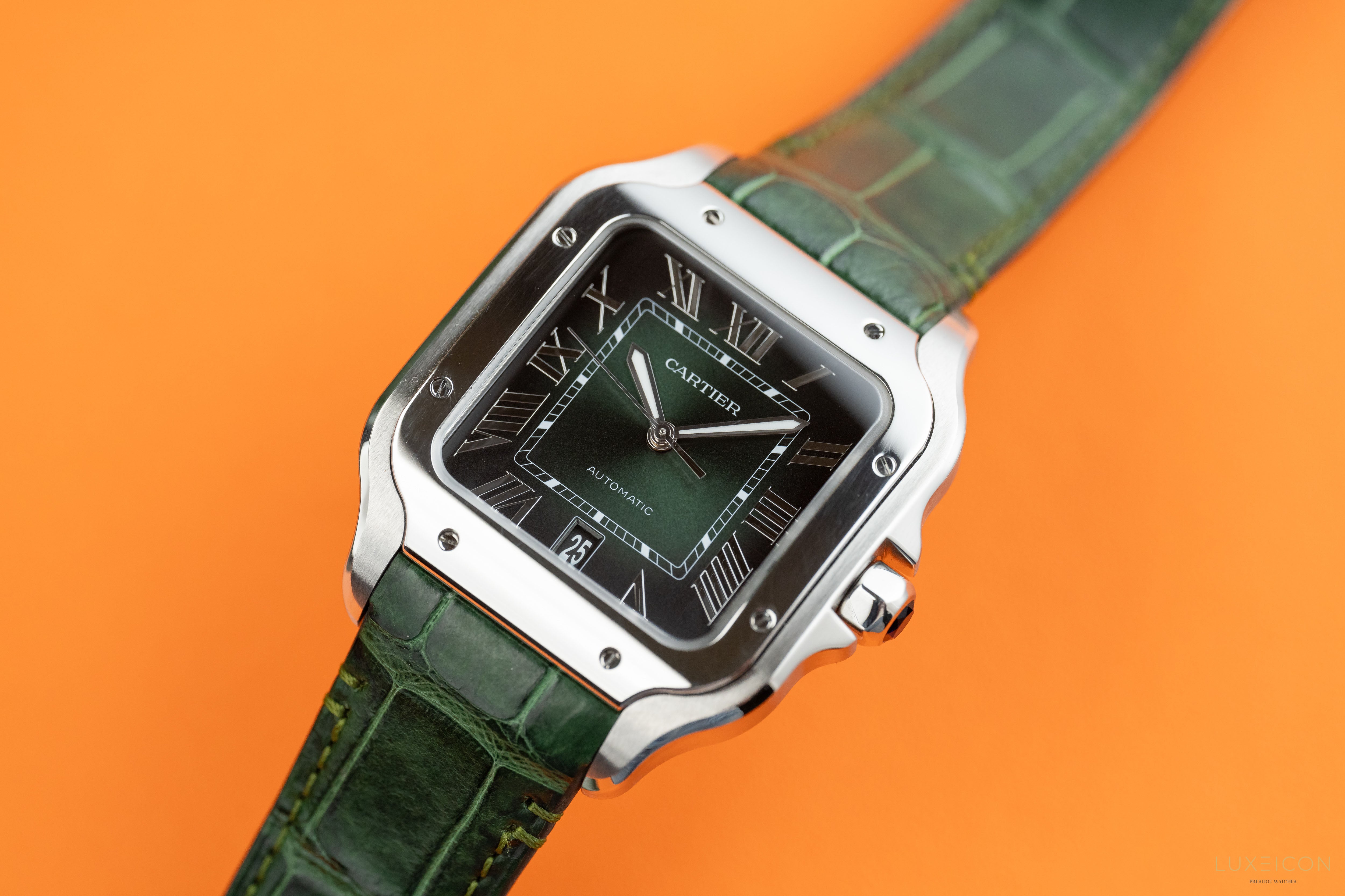 Cartier Santos de Stainless Steel Smoky Green Large WSSA0062 2024