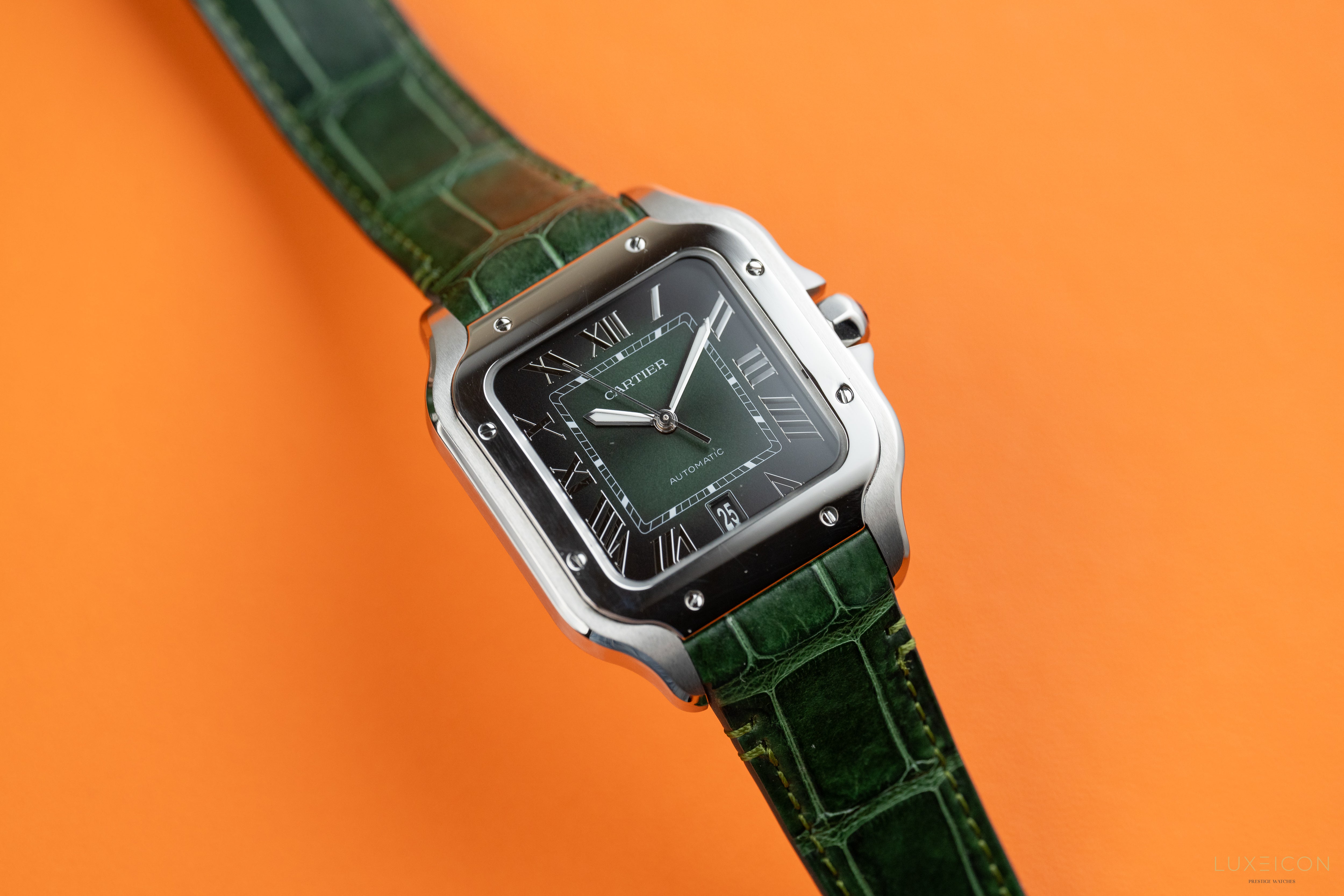 Cartier Santos de Stainless Steel Smoky Green Large WSSA0062 2024