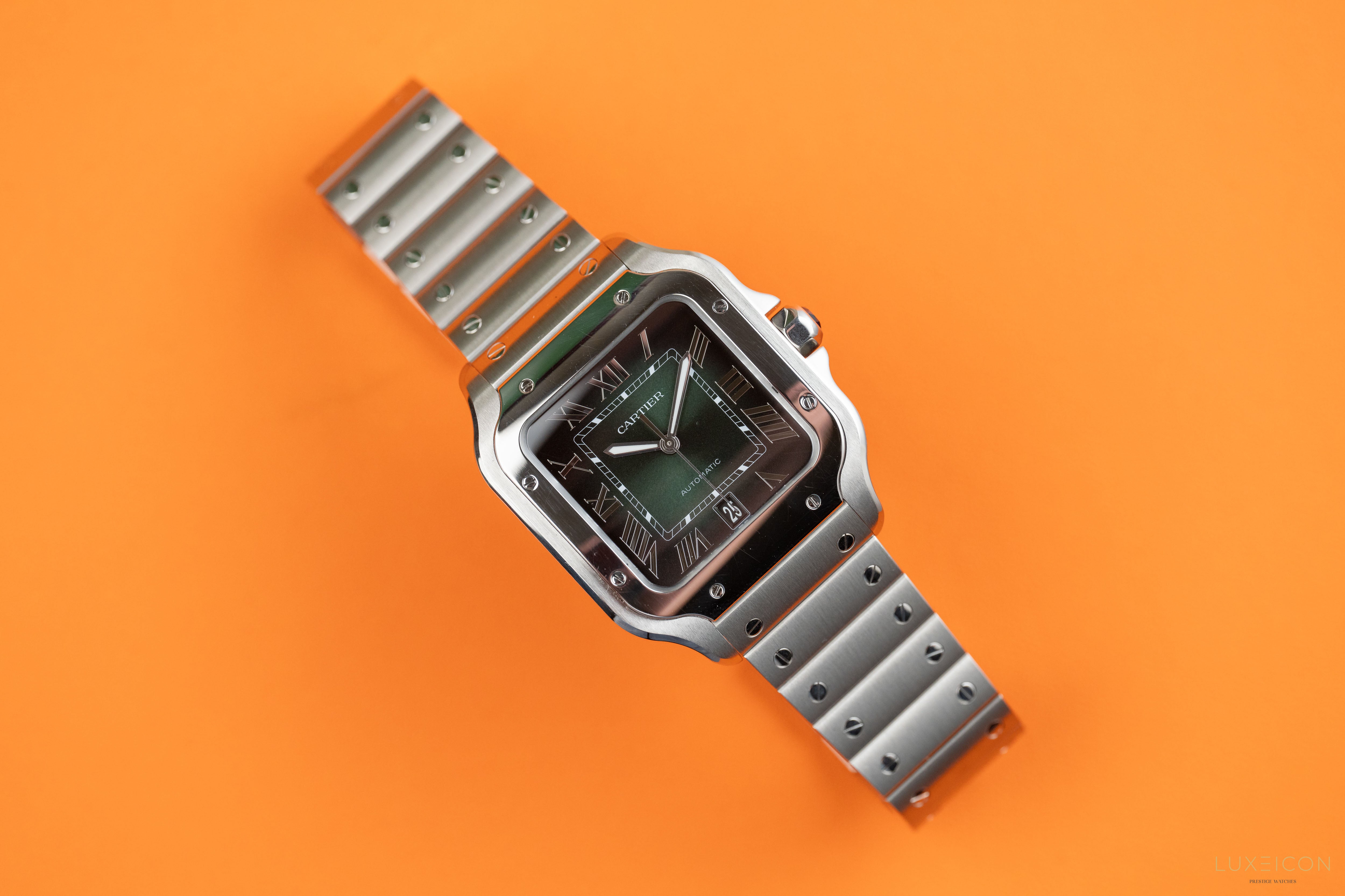 Cartier Santos de Stainless Steel Smoky Green Large WSSA0062 2024