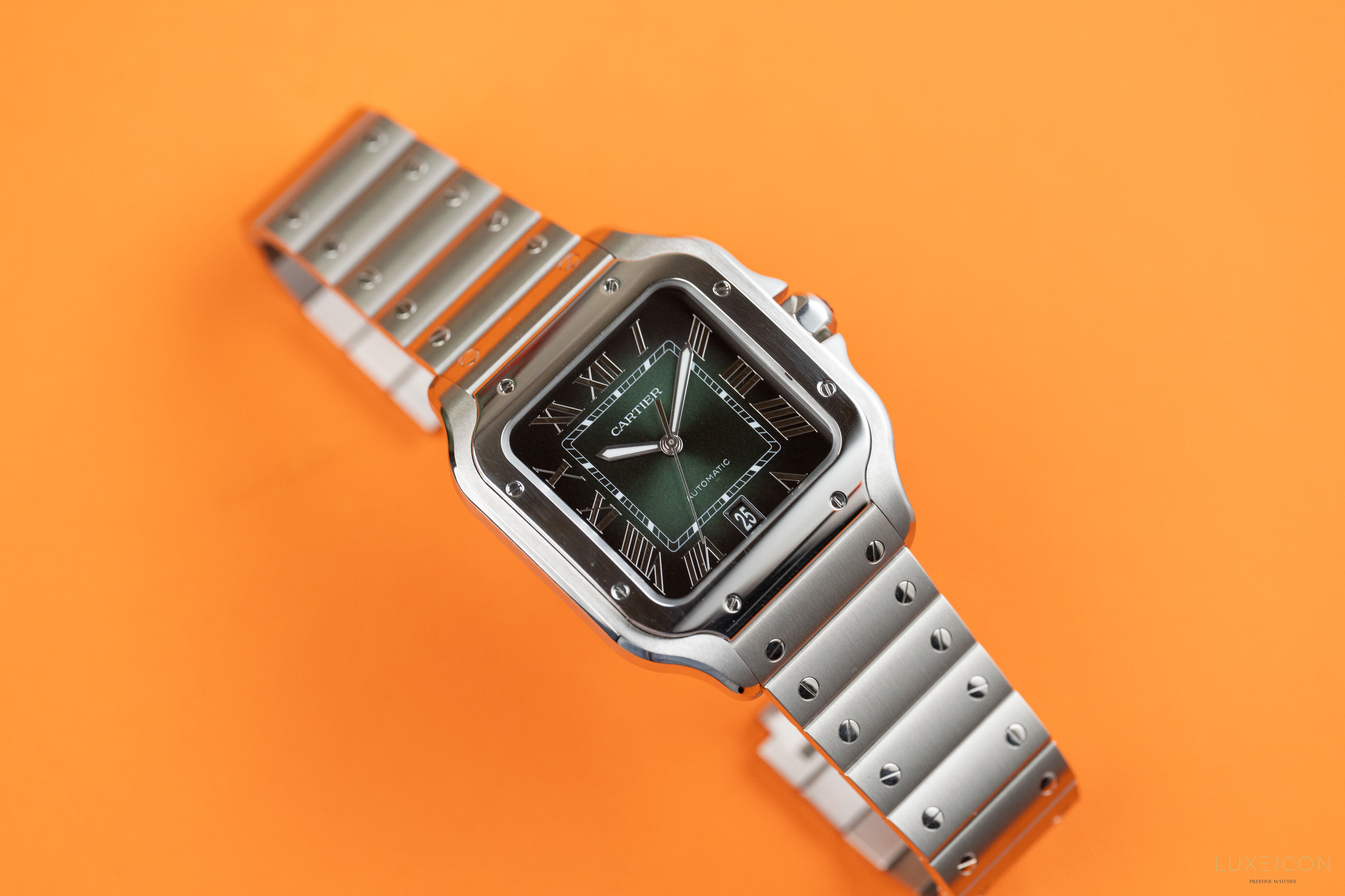 Cartier Santos de Stainless Steel Smoky Green Large WSSA0062 2024