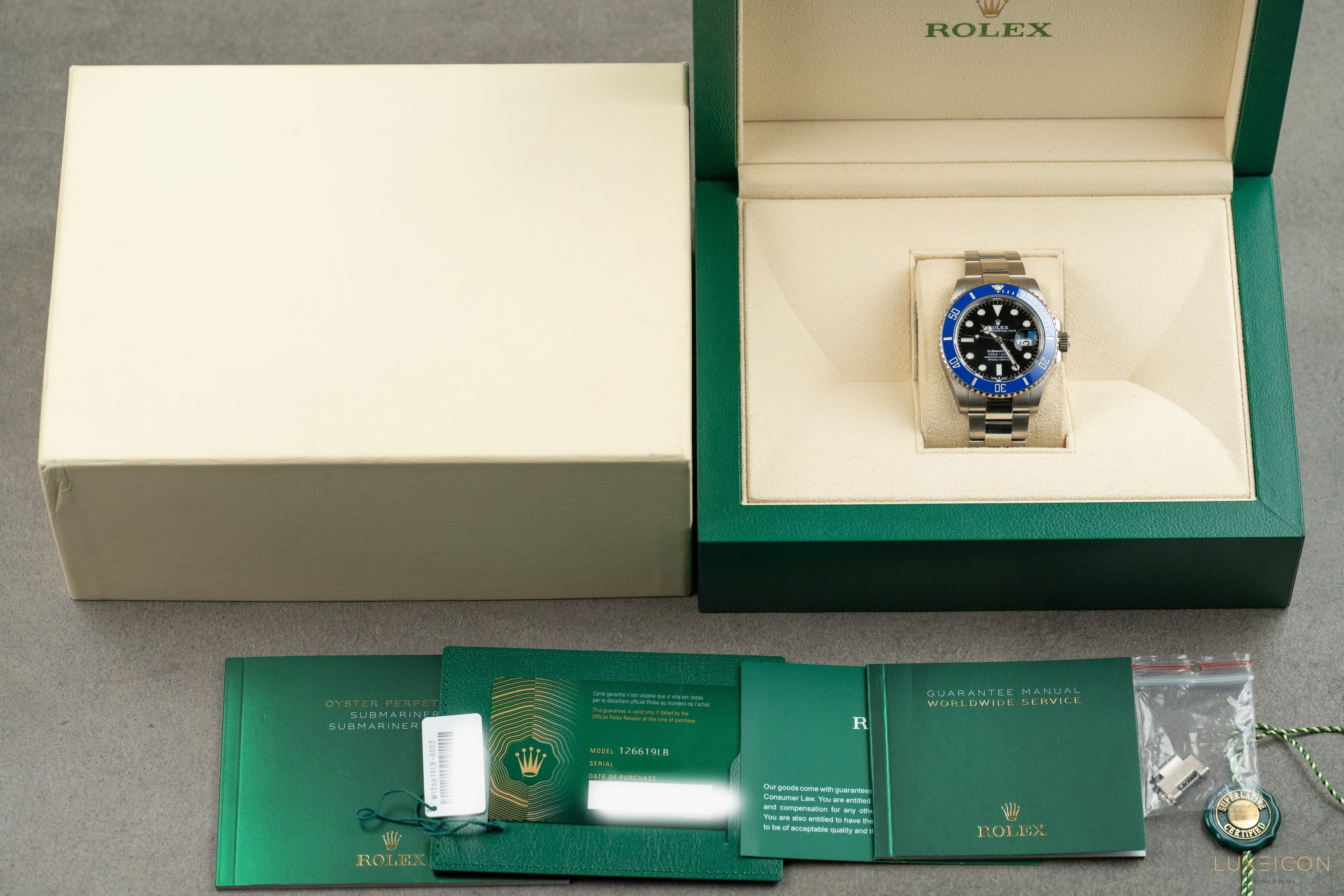 Rolex Submariner Date 126619LB 18K White Gold Cookie Monster Black Index Dial 41mm