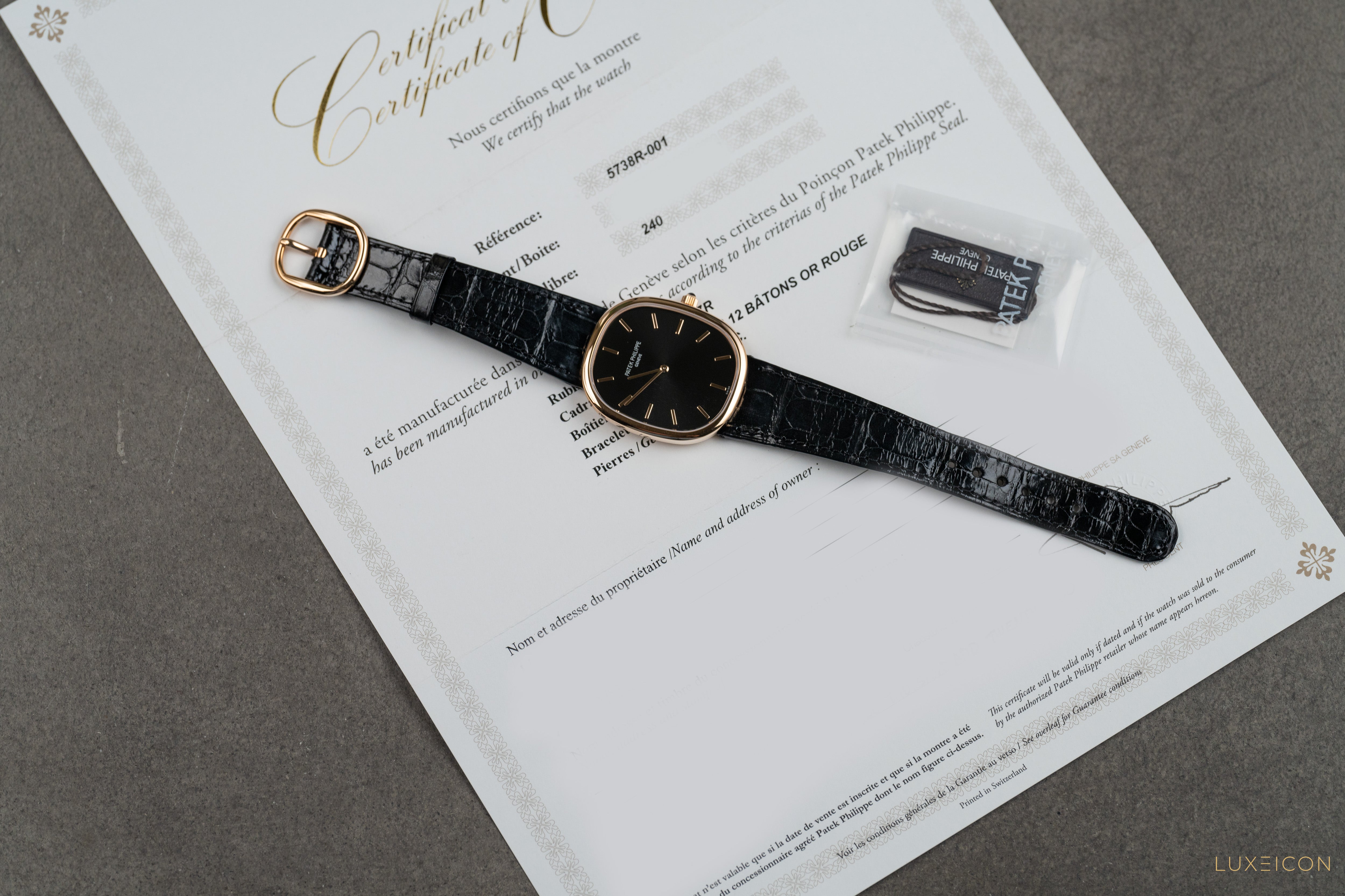 Patek Philippe Golden Ellipse Golden Ellipse Self-Winding 5738R-001 Black Dial