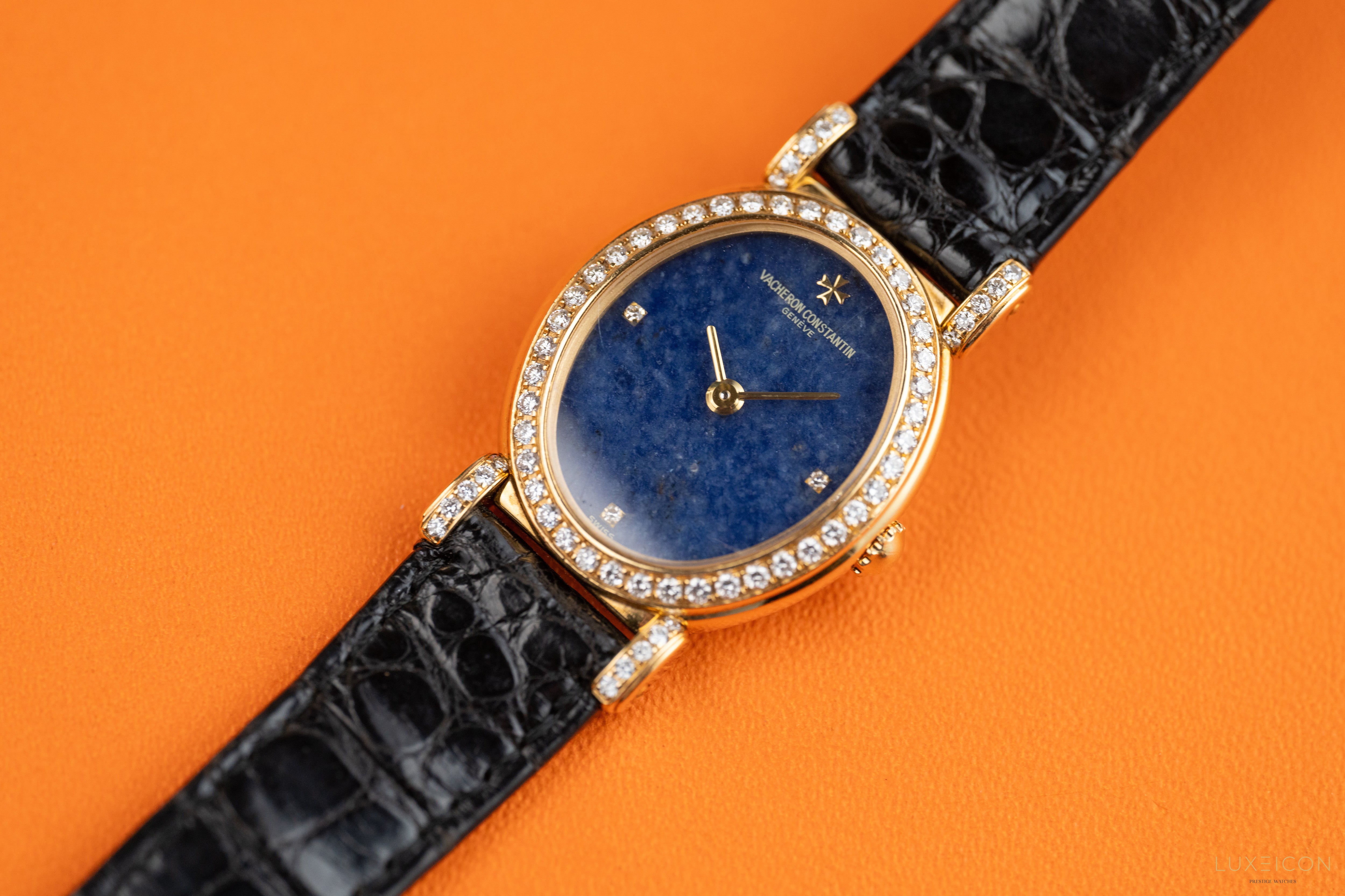 Vacheron Constantin Classic 18K Yellow Gold Factory Diamonds 10540 1994 Lapis Lazuli Dial