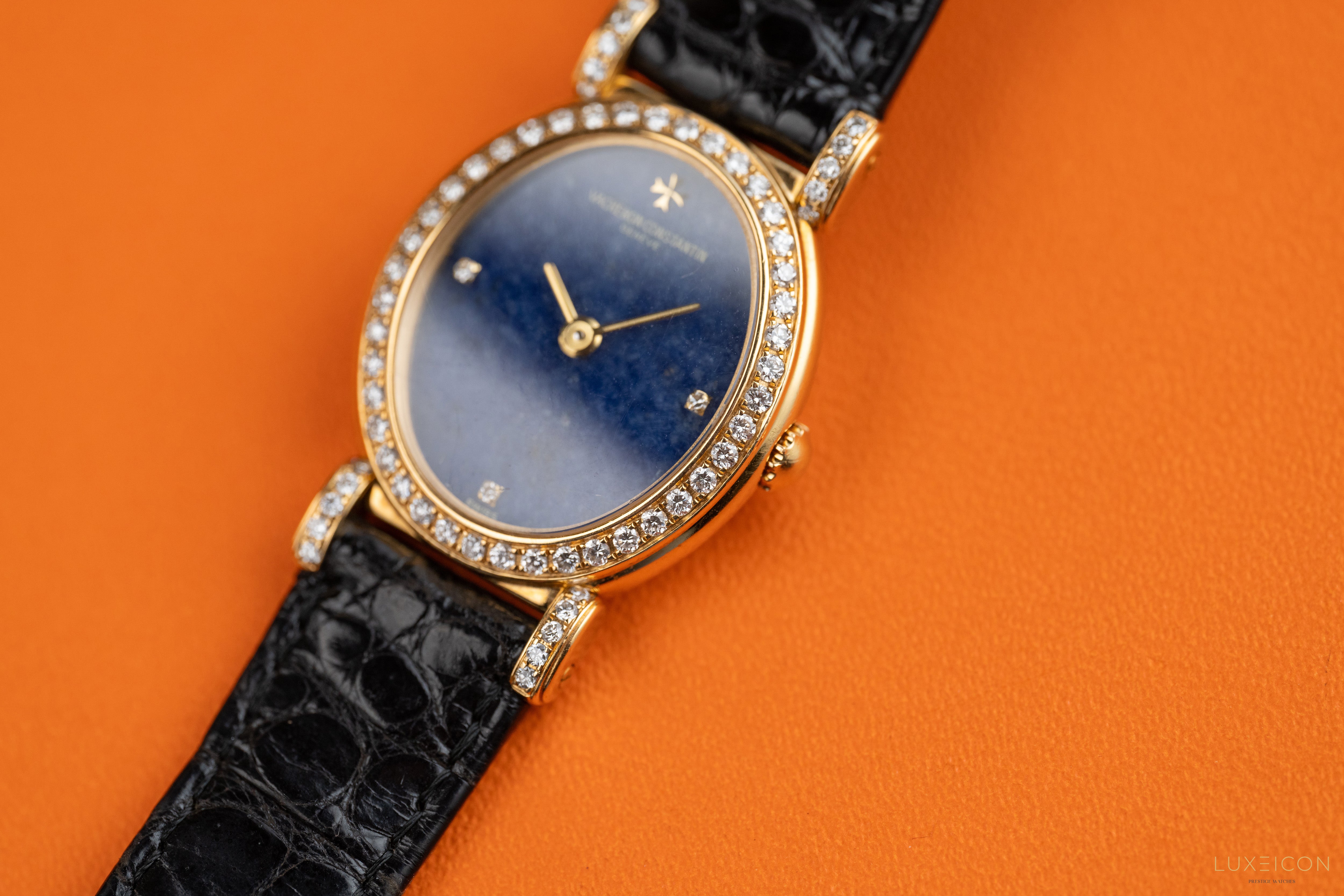 Vacheron Constantin Classic 18K Yellow Gold Factory Diamonds 10540 1994 Lapis Lazuli Dial