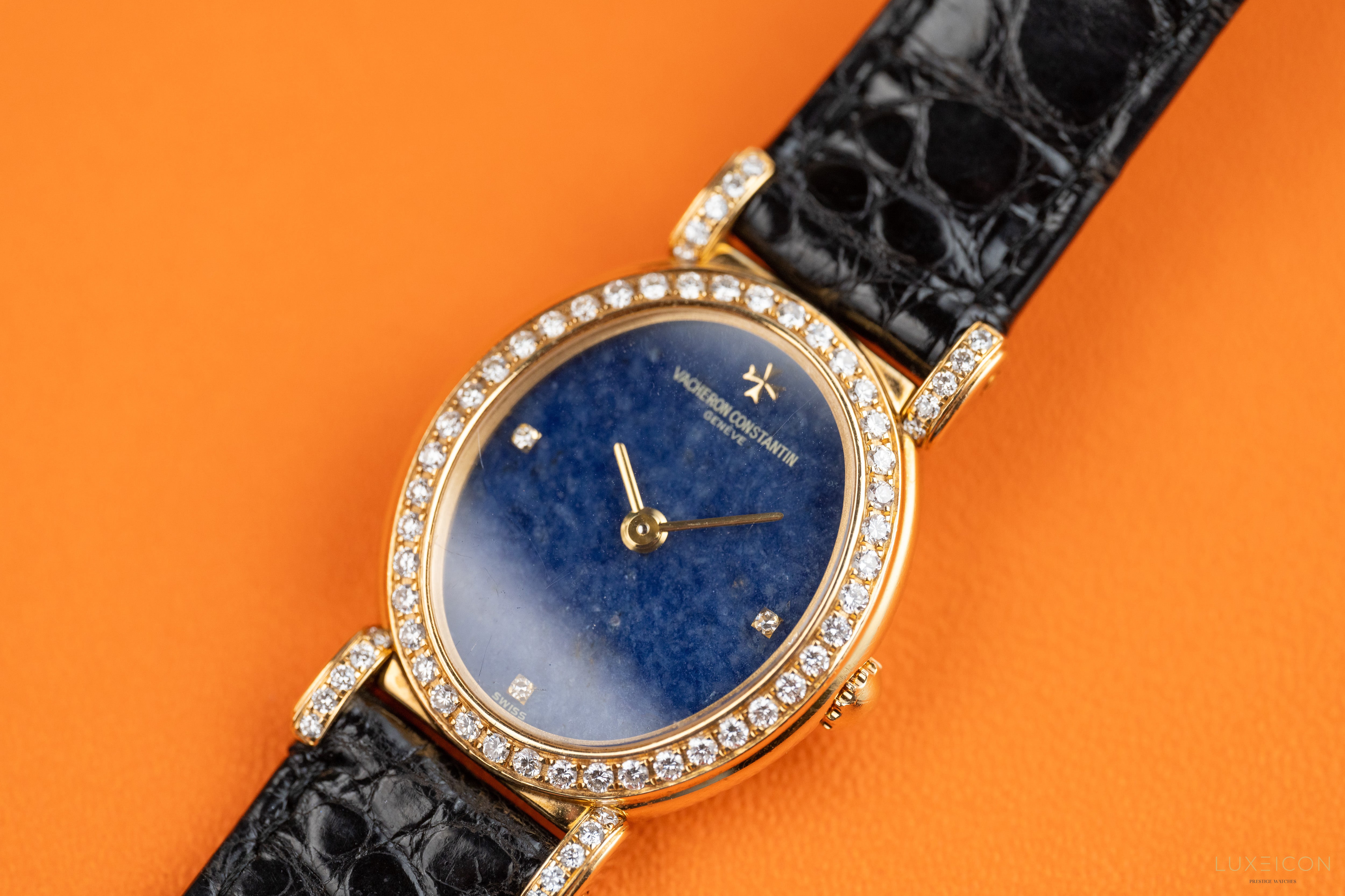 Vacheron Constantin Classic 18K Yellow Gold Factory Diamonds 10540 1994 Lapis Lazuli Dial