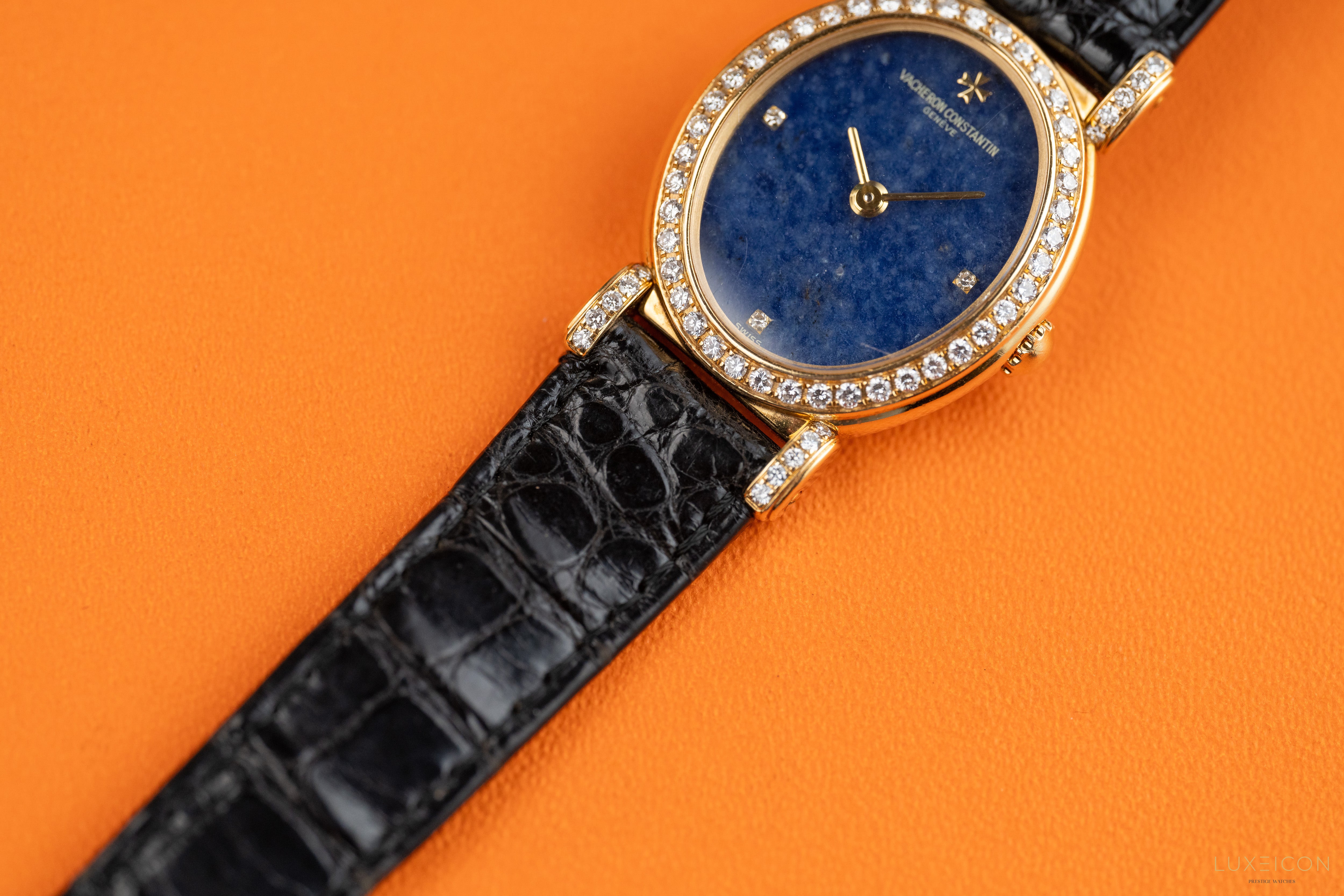 Vacheron Constantin Classic 18K Yellow Gold Factory Diamonds 10540 1994 Lapis Lazuli Dial