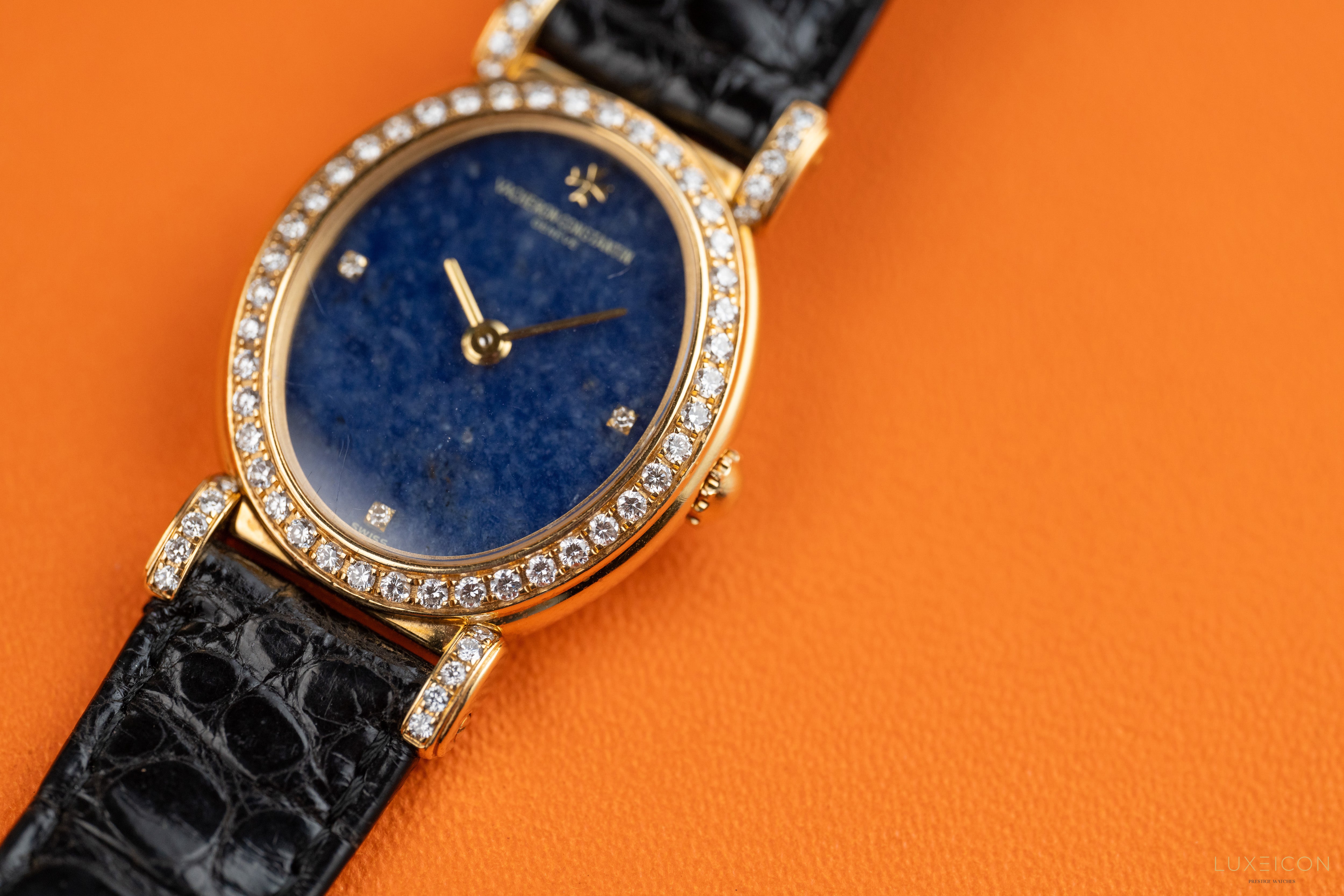 Vacheron Constantin Classic 18K Yellow Gold Factory Diamonds 10540 1994 Lapis Lazuli Dial