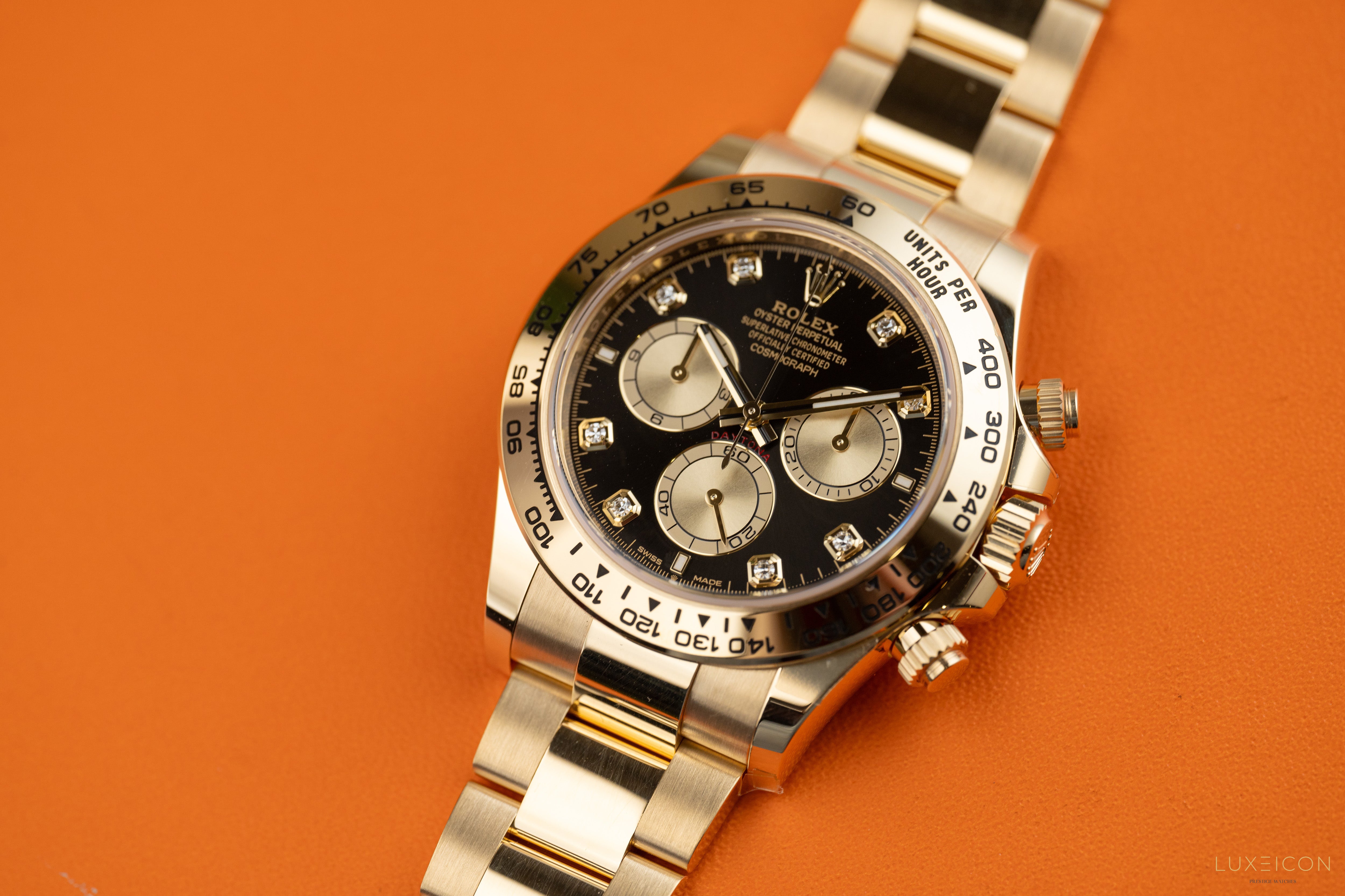 Rolex Cosmograph Daytona Yellow Gold Black Diamond Dial 126508 2024