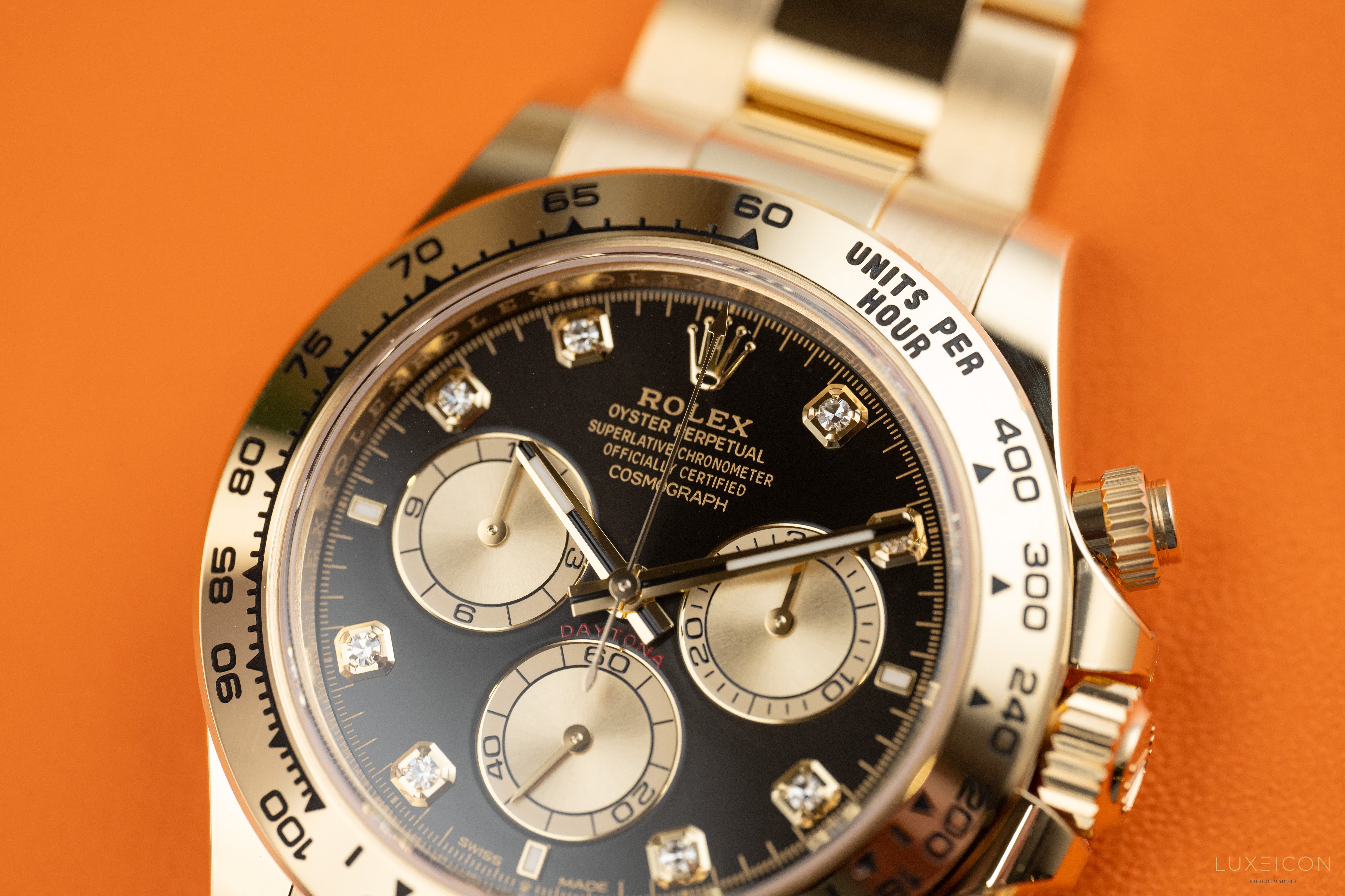 Rolex Cosmograph Daytona Yellow Gold Black Diamond Dial 126508 2024