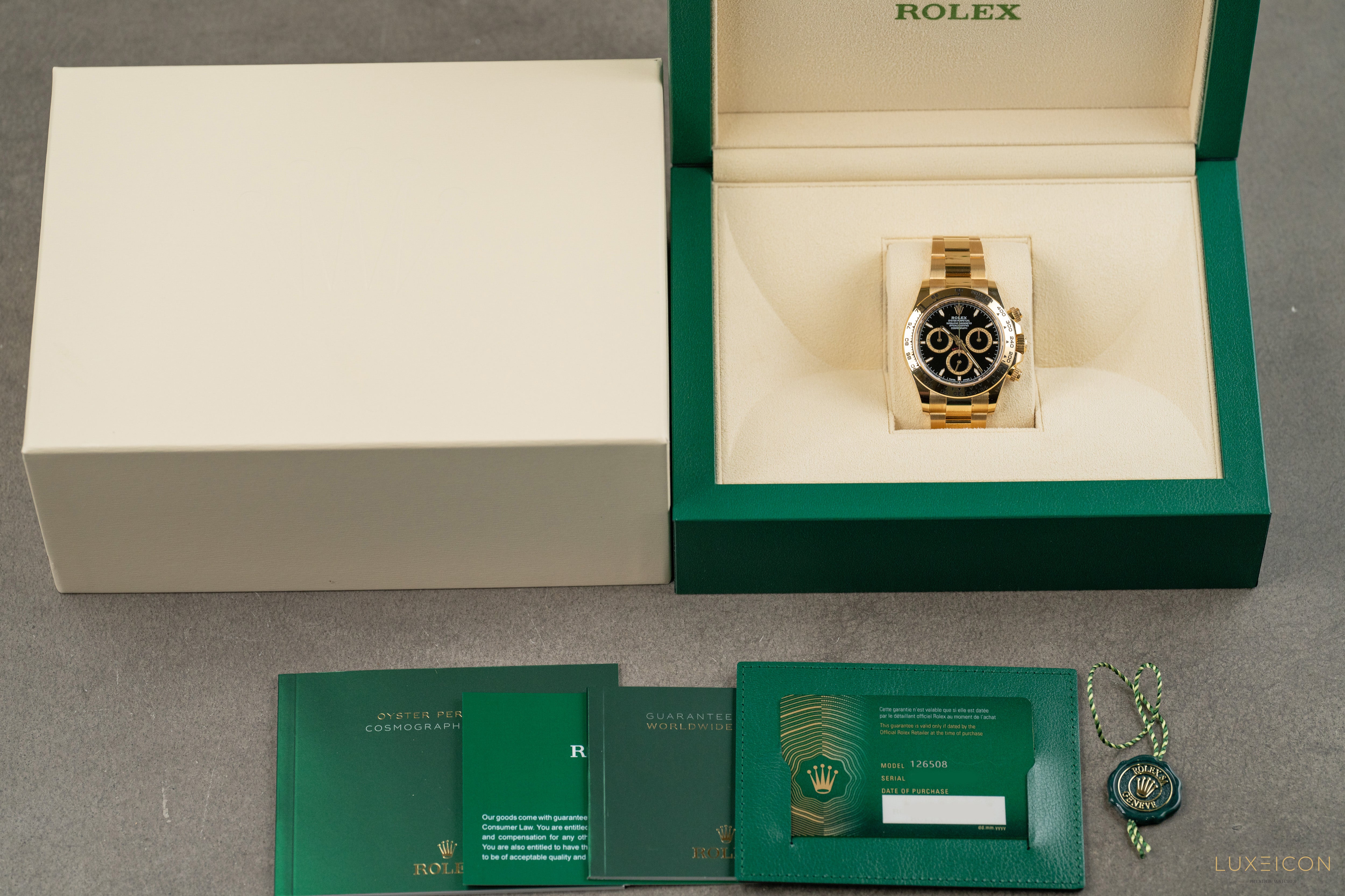 Rolex Cosmograph Daytona 40mm Yellow Gold Black Dial 126508 2024