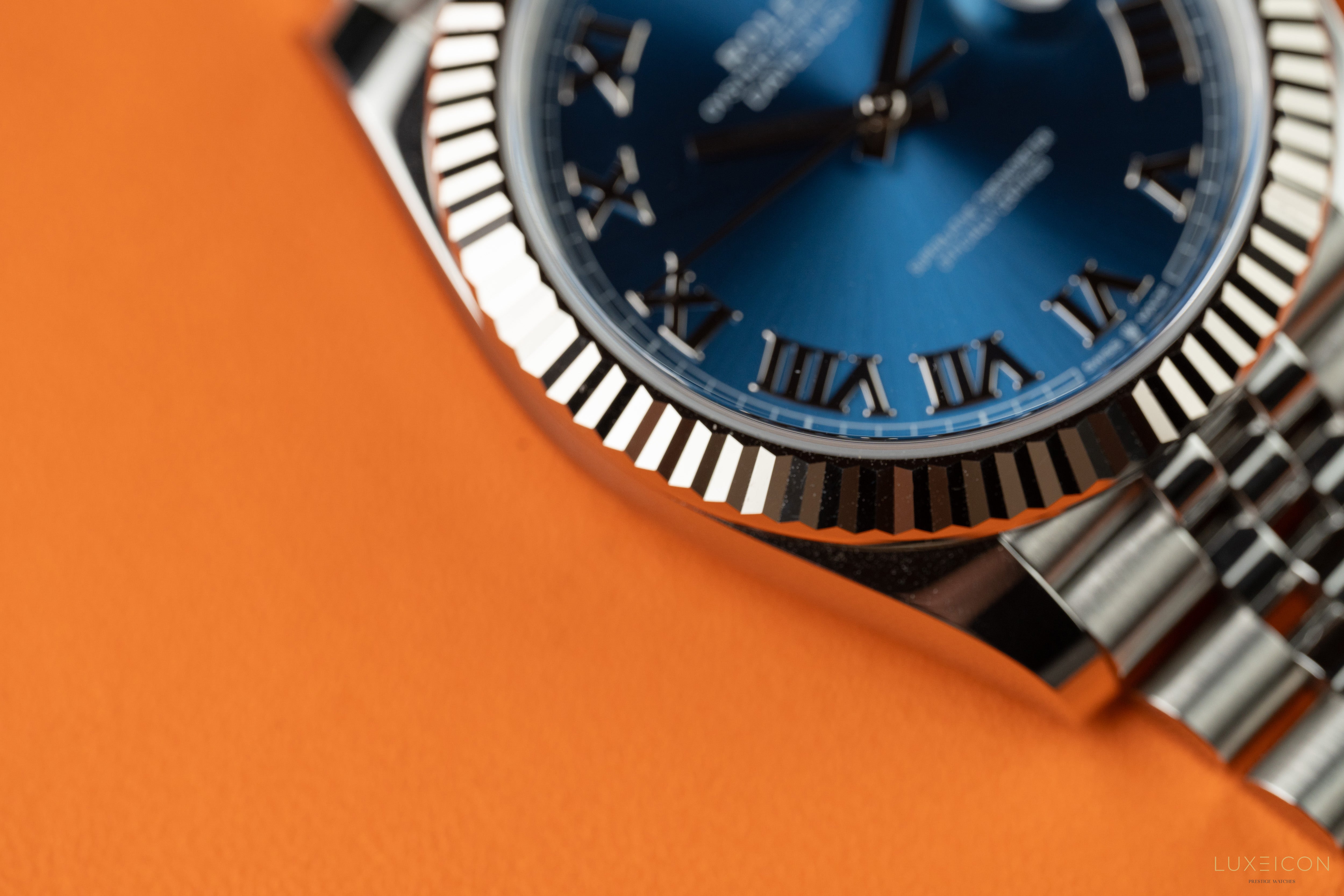 Rolex Datejust 41 126334 Blue Azzurro Roman Dial Stainless Steel Fluted Bezel Jubilee