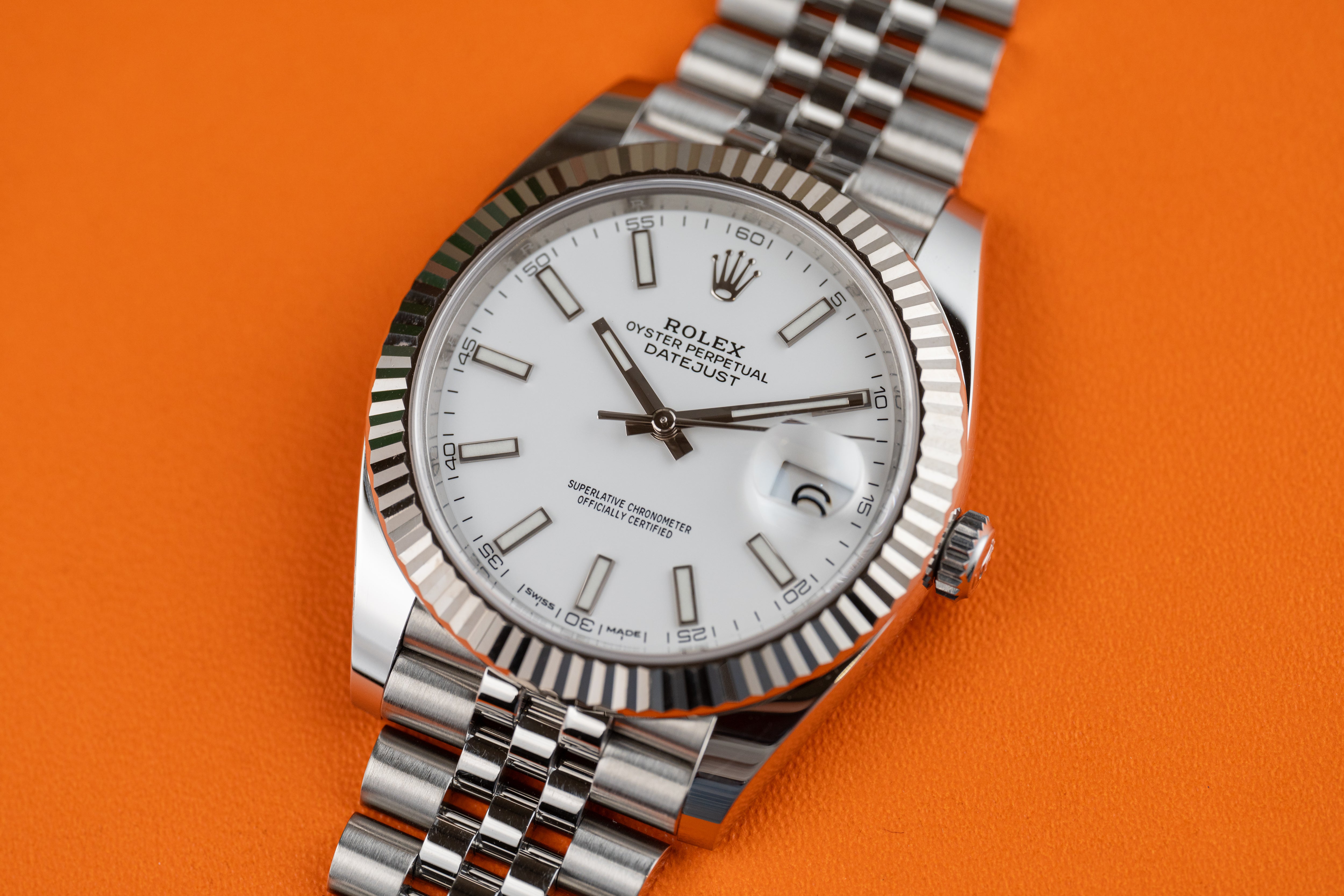 Rolex Datejust 41mm 126334 Stainless Steel Jubilee Fluted Bezel White Dial